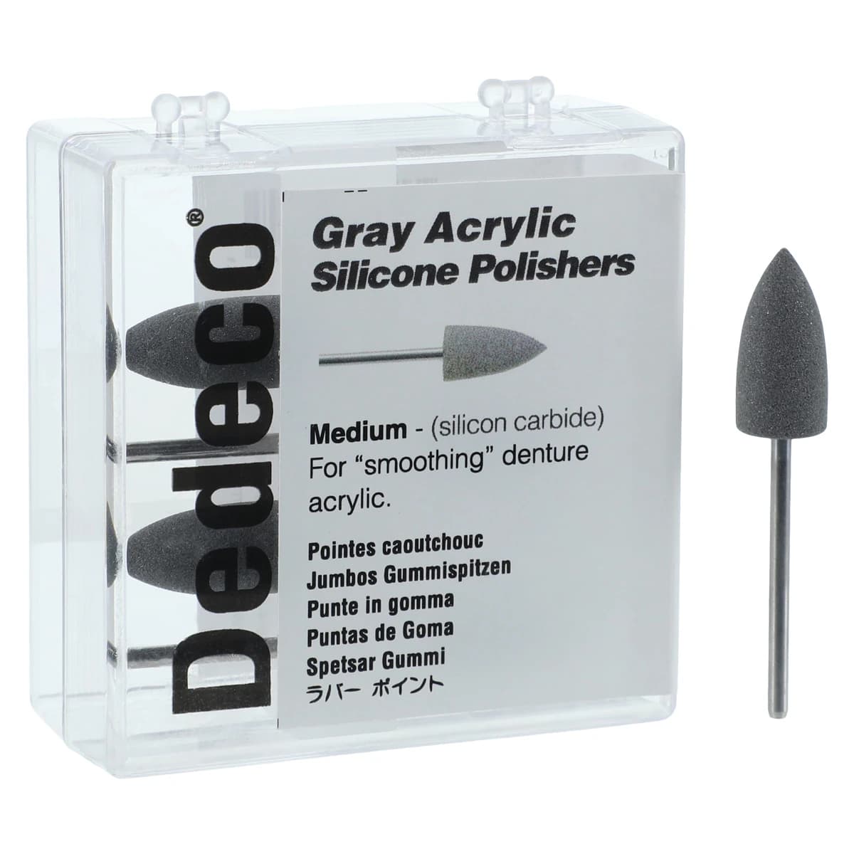 Dedeco Silicone Jumbos Acrylic Polisher, Shape D, Gray, Medium Grit, HP 3/32" Shank, 5/Box, 7714 thumbnail 2
