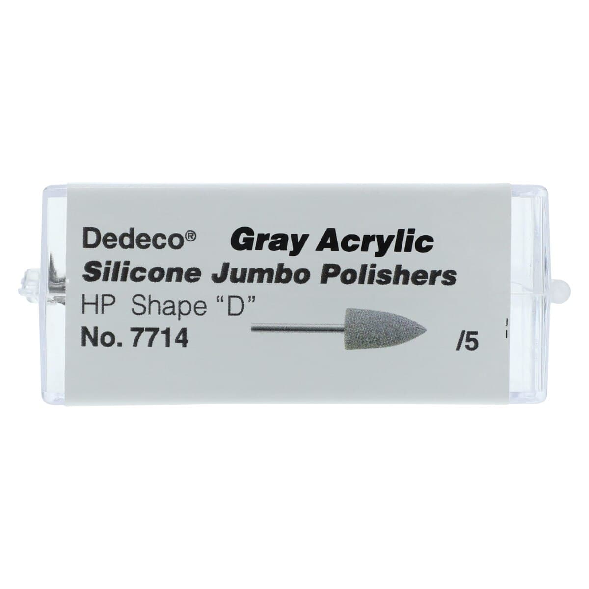 Dedeco Silicone Jumbos Acrylic Polisher, Shape D, Gray, Medium Grit, HP 3/32" Shank, 5/Box, 7714 thumbnail 4