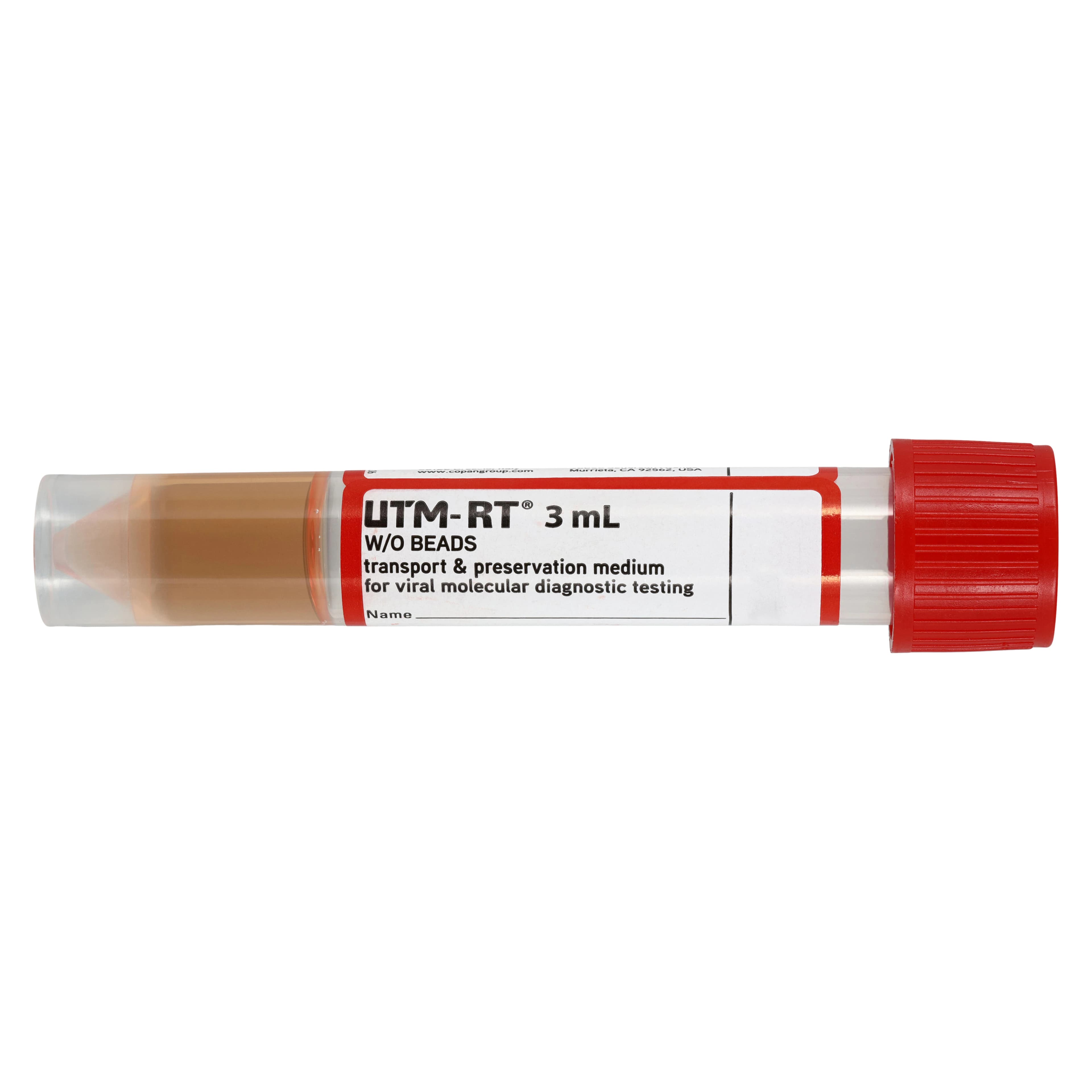 Copan Diagnostics Flocked Swab, Single Mini-Tip NP, Skirted Tube with Red Cap, 16x100mm, 3mL, No Beads, 50/Box thumbnail 2