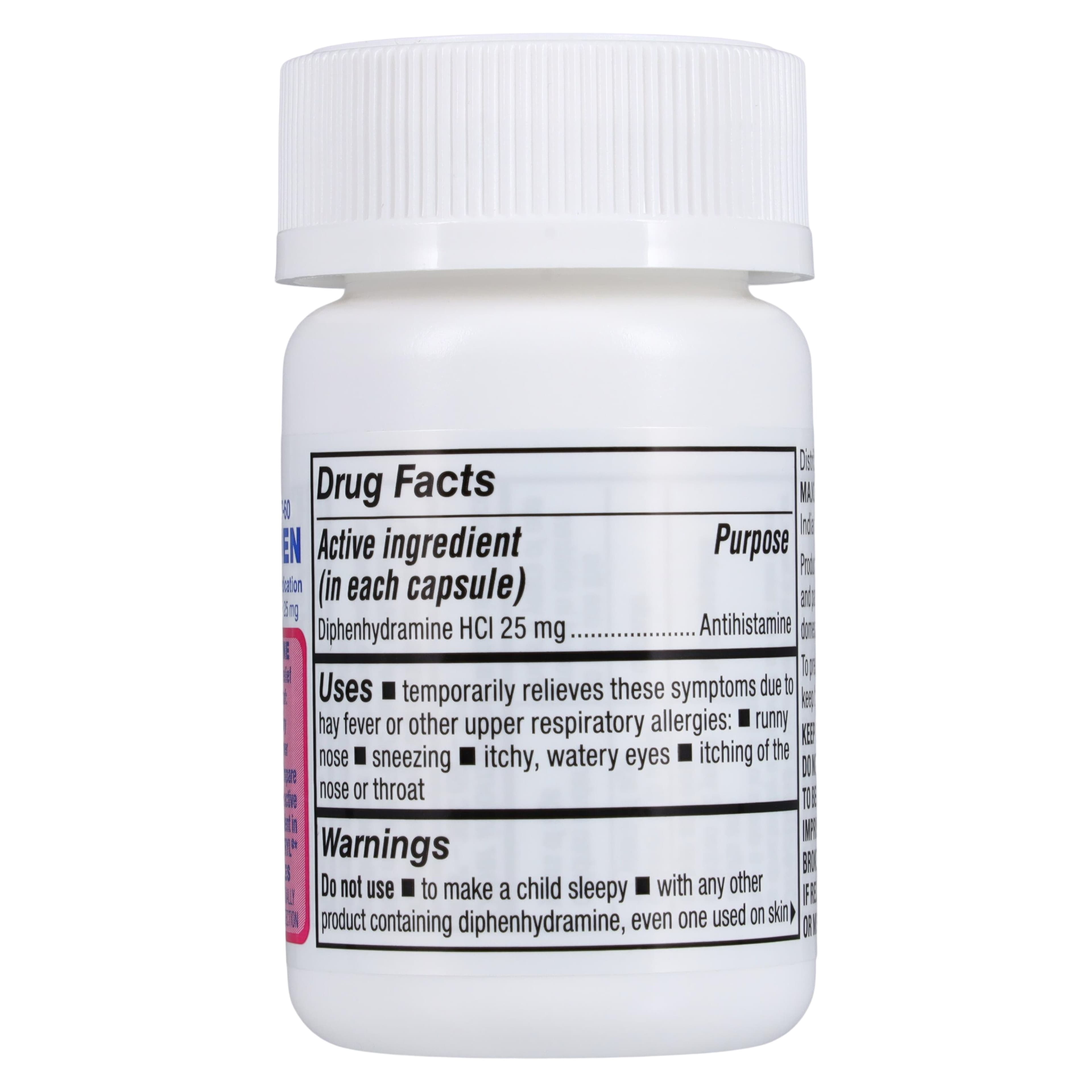 Diphenhydramine HCl Capsules, 25mg, 100/Bottle thumbnail 2