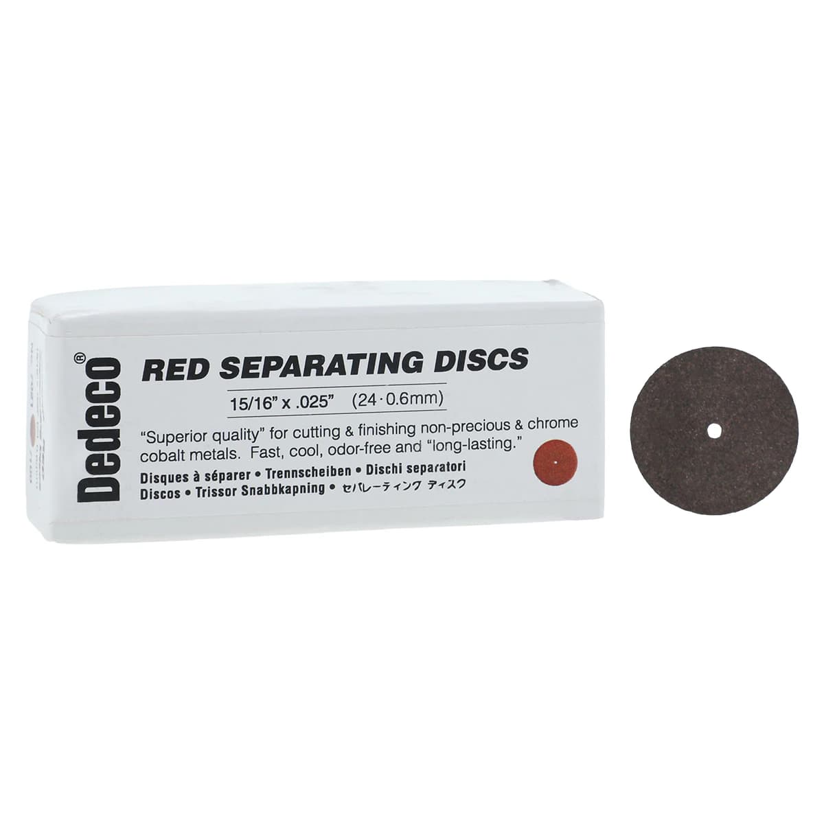 Dedeco Traditional Red Separating Discs, Aluminum Oxide, 15/16" x 0.025", 100/Box - Traditional Red Disc Box of 100 - Image 1