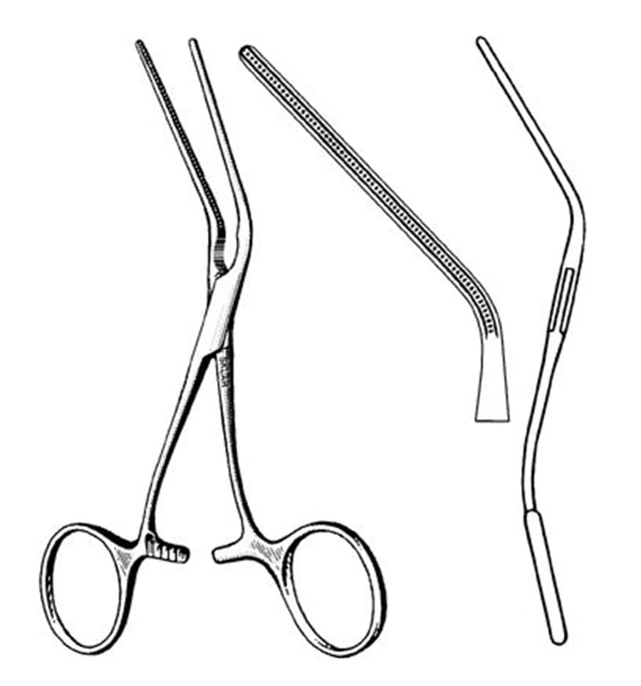 Sklar Instruments DeBakey Bulldog Clamp Atraumatic Forceps, 45 Degree, 4-3/4", Stainless Steel, Non-Sterile, Each - Forcep Vascular Fngr Rng Blldg - Image 1