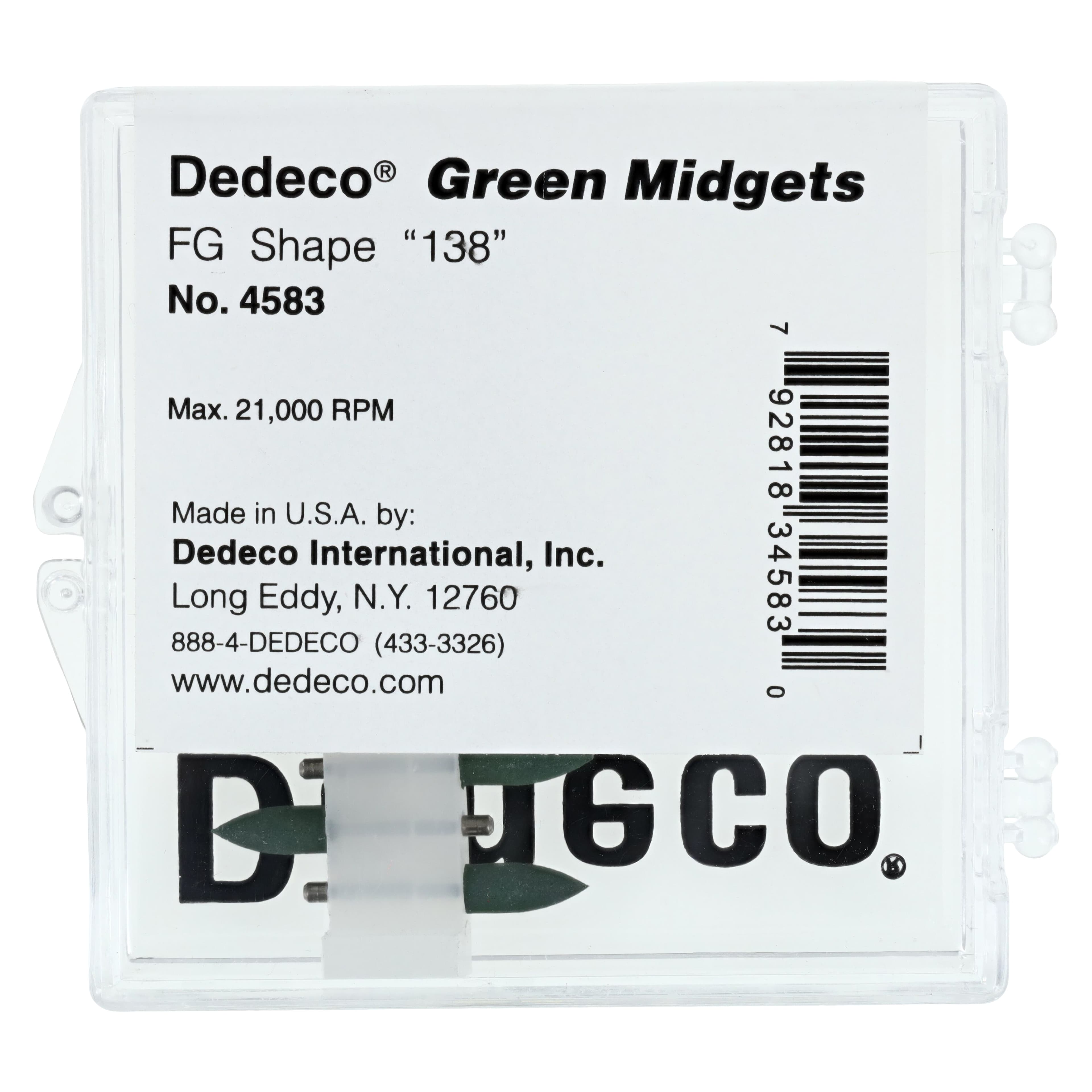 Dedeco Green Midgets Classic Rubber Polisher, FG #138, Coarse, Green, 12/Bx, 4583 thumbnail 2