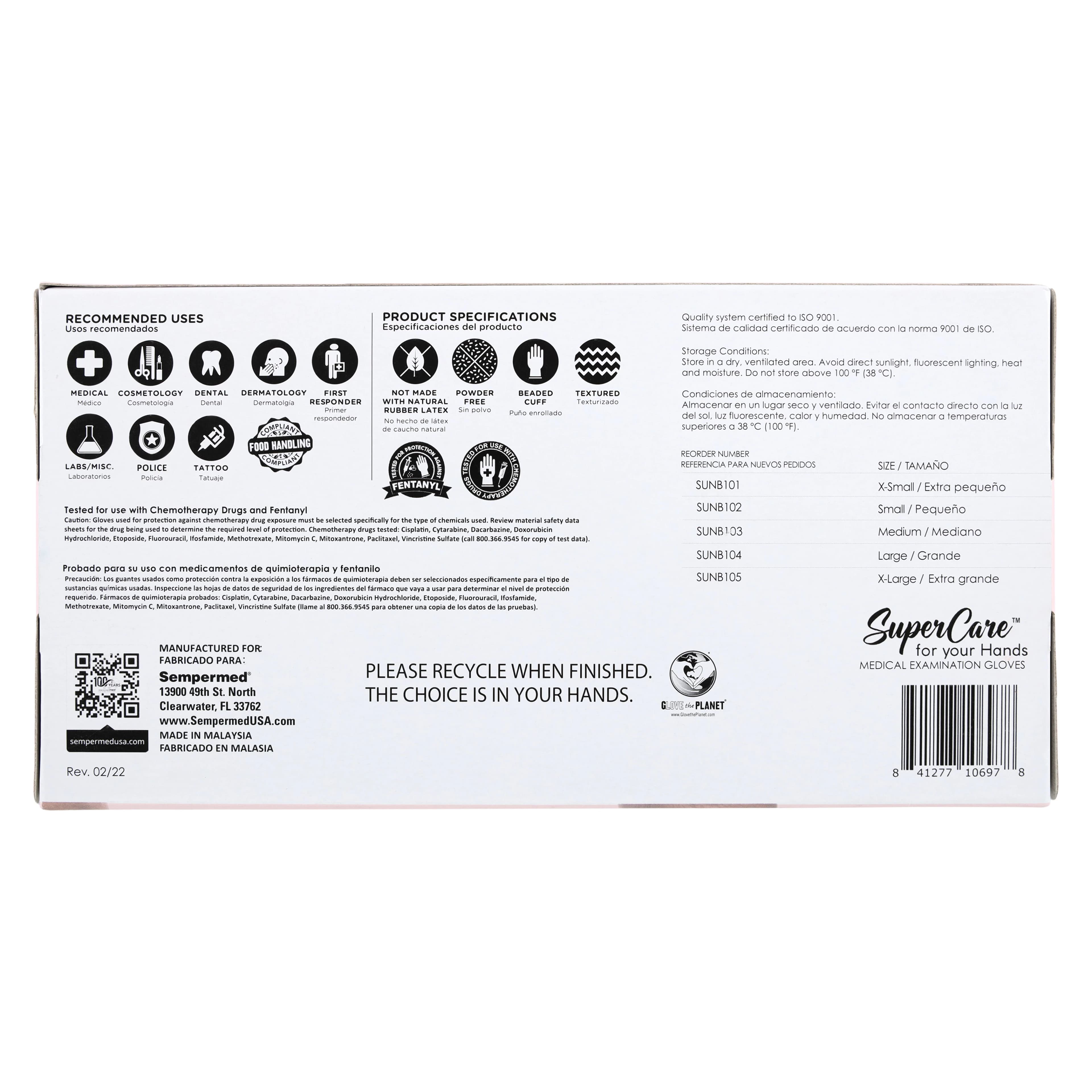 SemperSure Nitrile Exam Gloves, Powder Free, Textured, Non-Sterile, Medium, Black, 100/Box thumbnail 5
