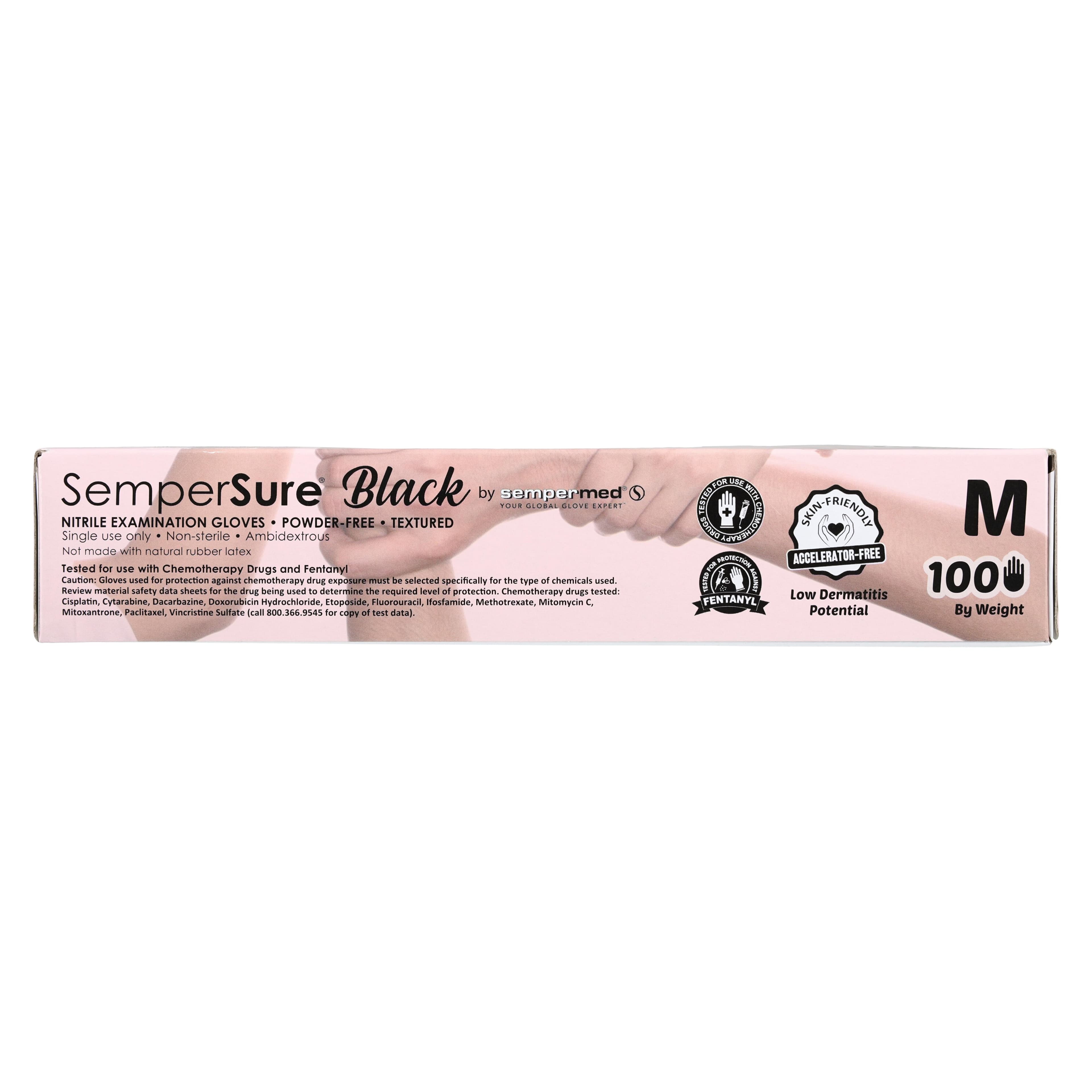 SemperSure Nitrile Exam Gloves, Powder Free, Textured, Non-Sterile, Medium, Black, 100/Box thumbnail 6