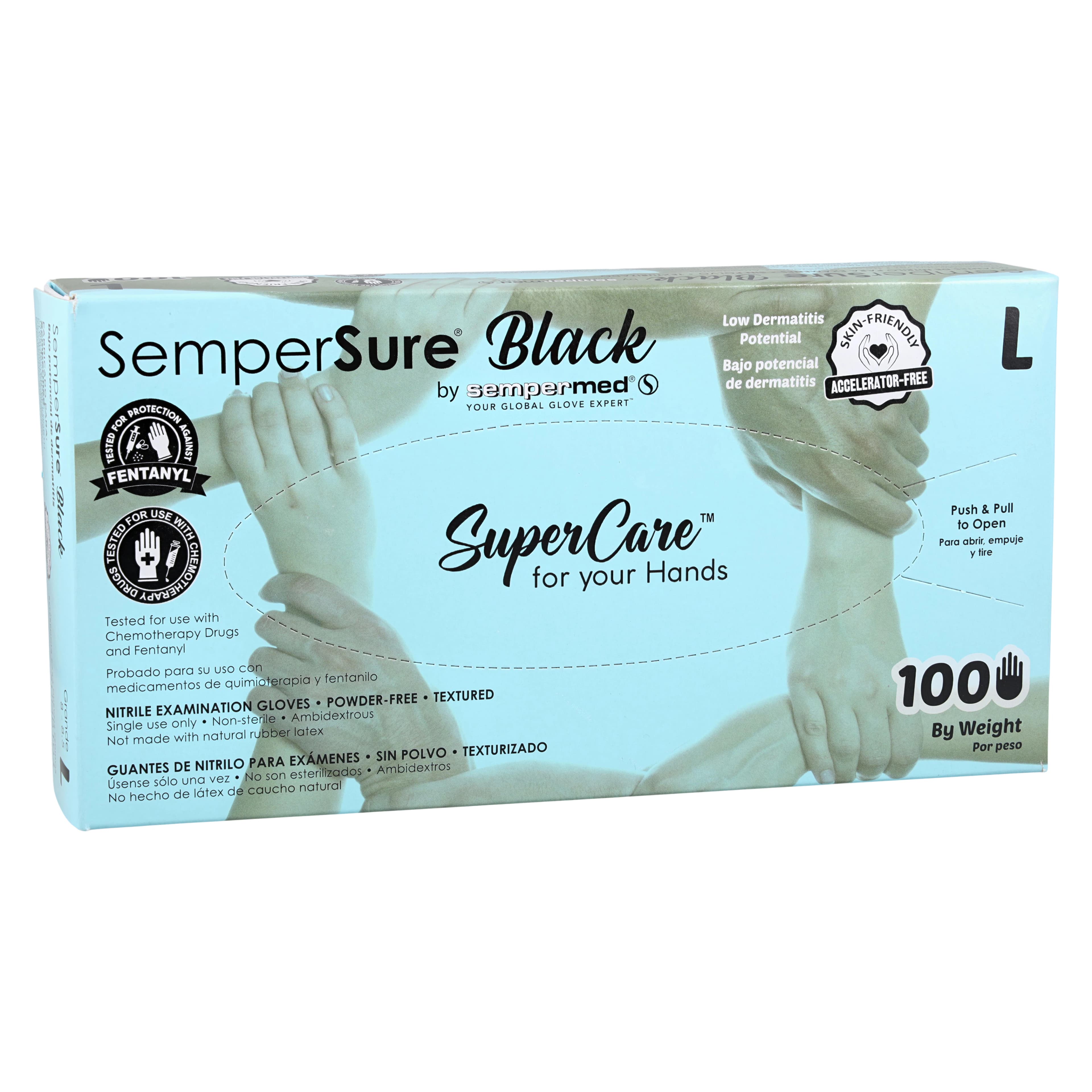 SemperSure Nitrile Exam Gloves, Powder Free, Textured, Non-Sterile, Large, Black, 100/Box thumbnail 4