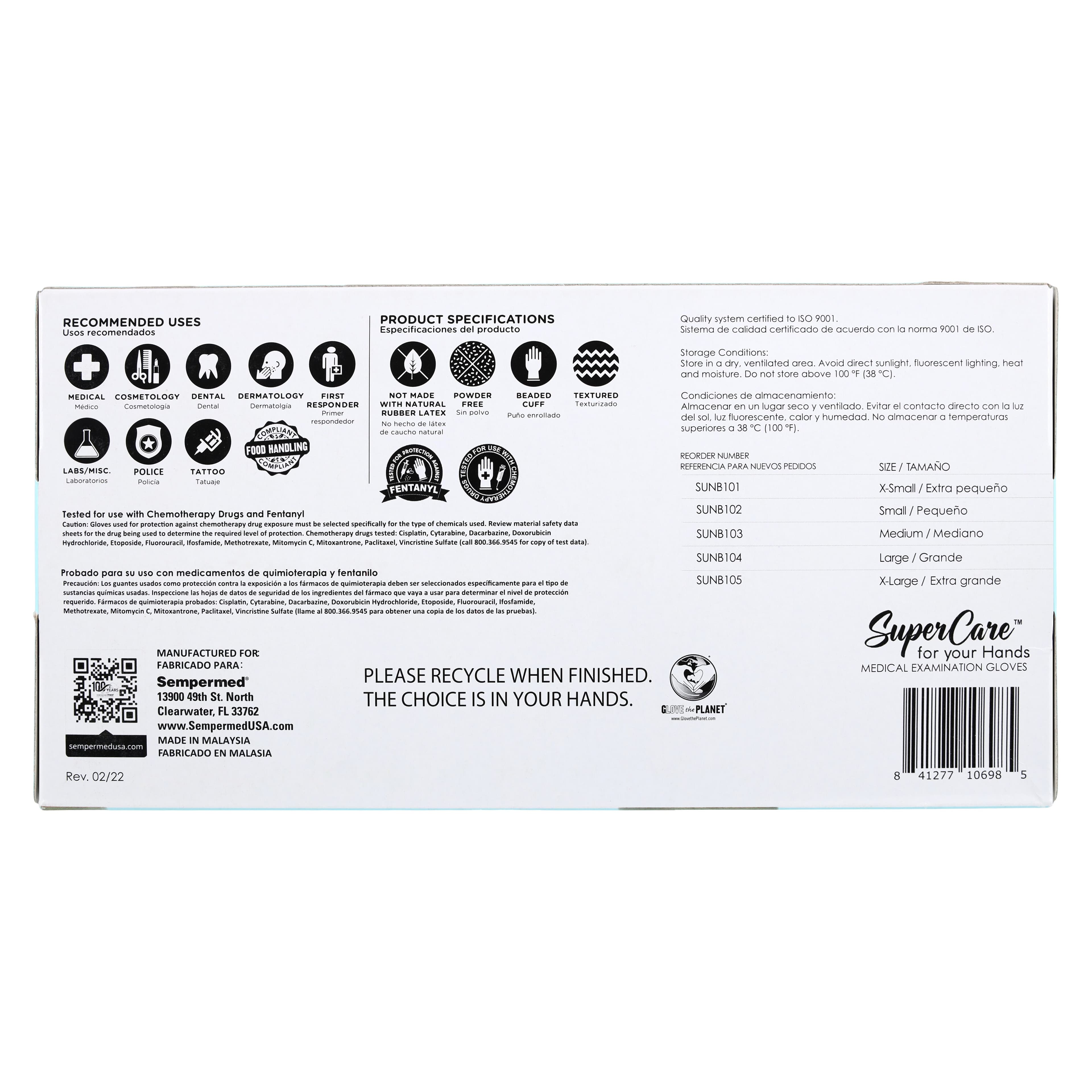 SemperSure Nitrile Exam Gloves, Powder Free, Textured, Non-Sterile, Large, Black, 100/Box thumbnail 5
