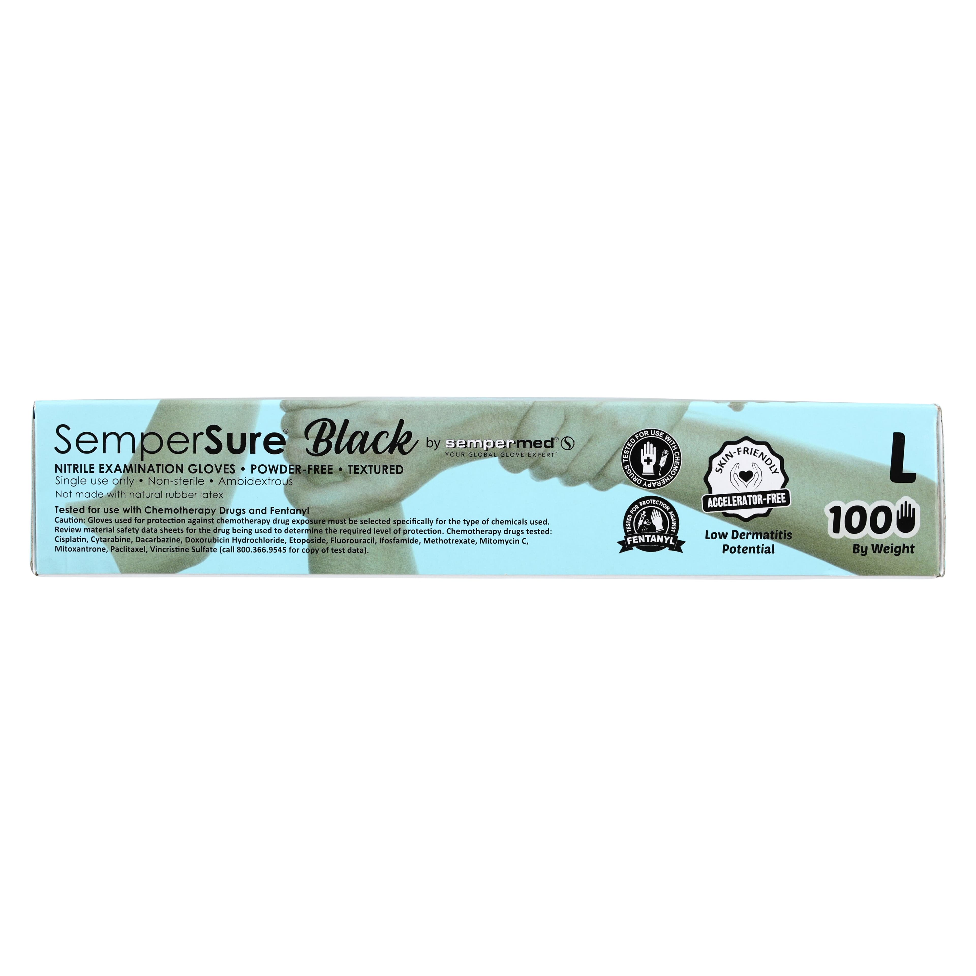 SemperSure Nitrile Exam Gloves, Powder Free, Textured, Non-Sterile, Large, Black, 100/Box thumbnail 6