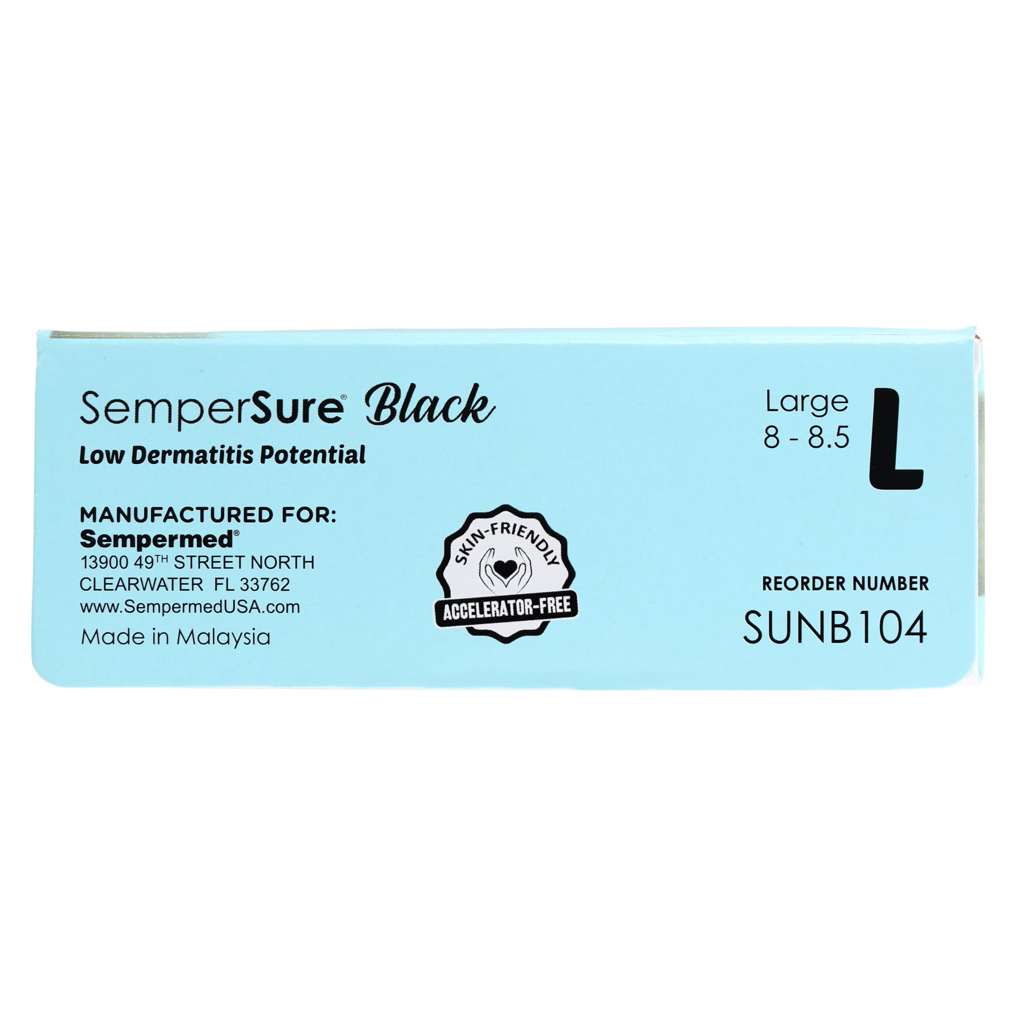 SemperSure Nitrile Exam Gloves, Powder Free, Textured, Non-Sterile, Large, Black, 100/Box thumbnail 7