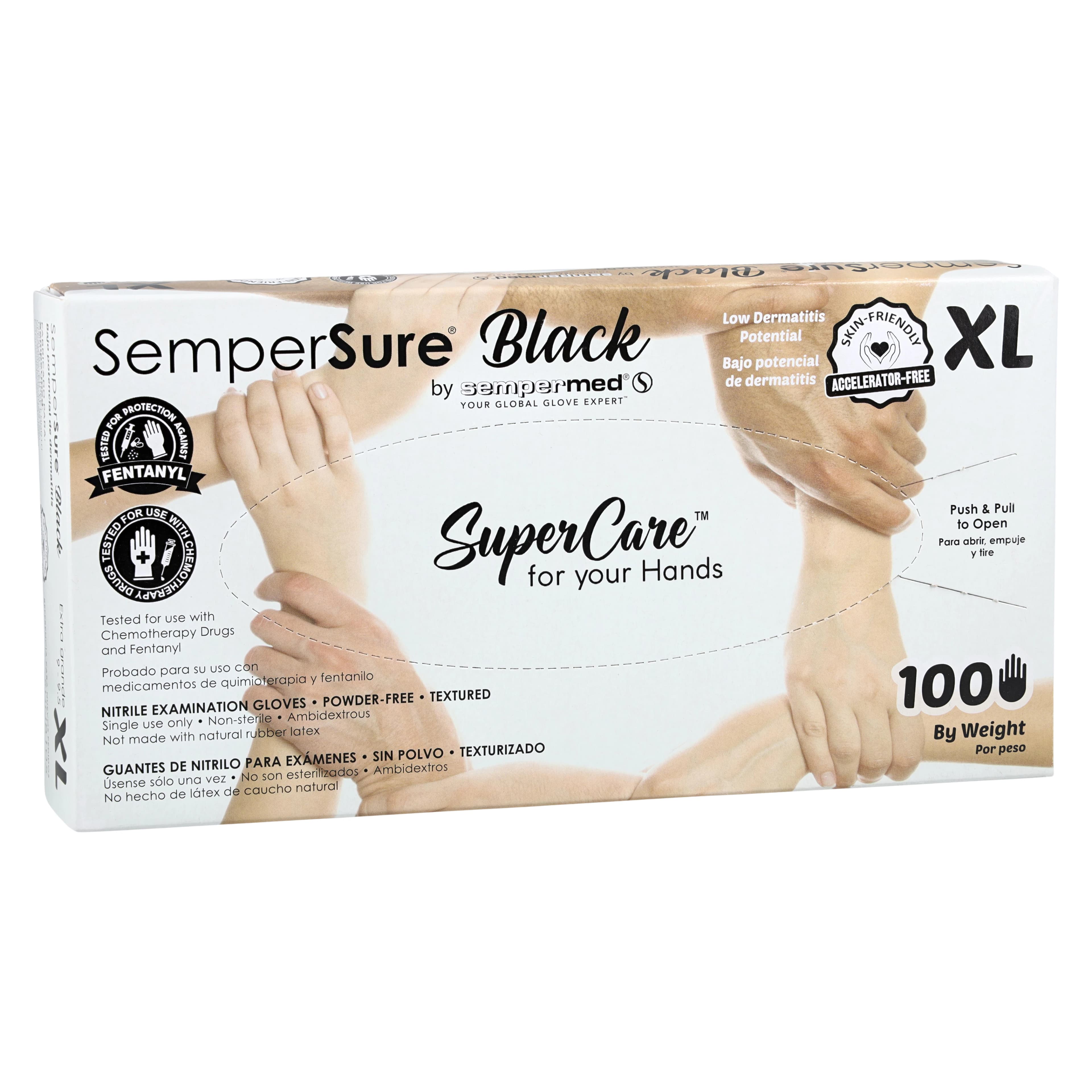 SemperSure Nitrile Exam Gloves, Powder Free, Textured, Non-Sterile, Extra Large, Black, 100/Box thumbnail 4
