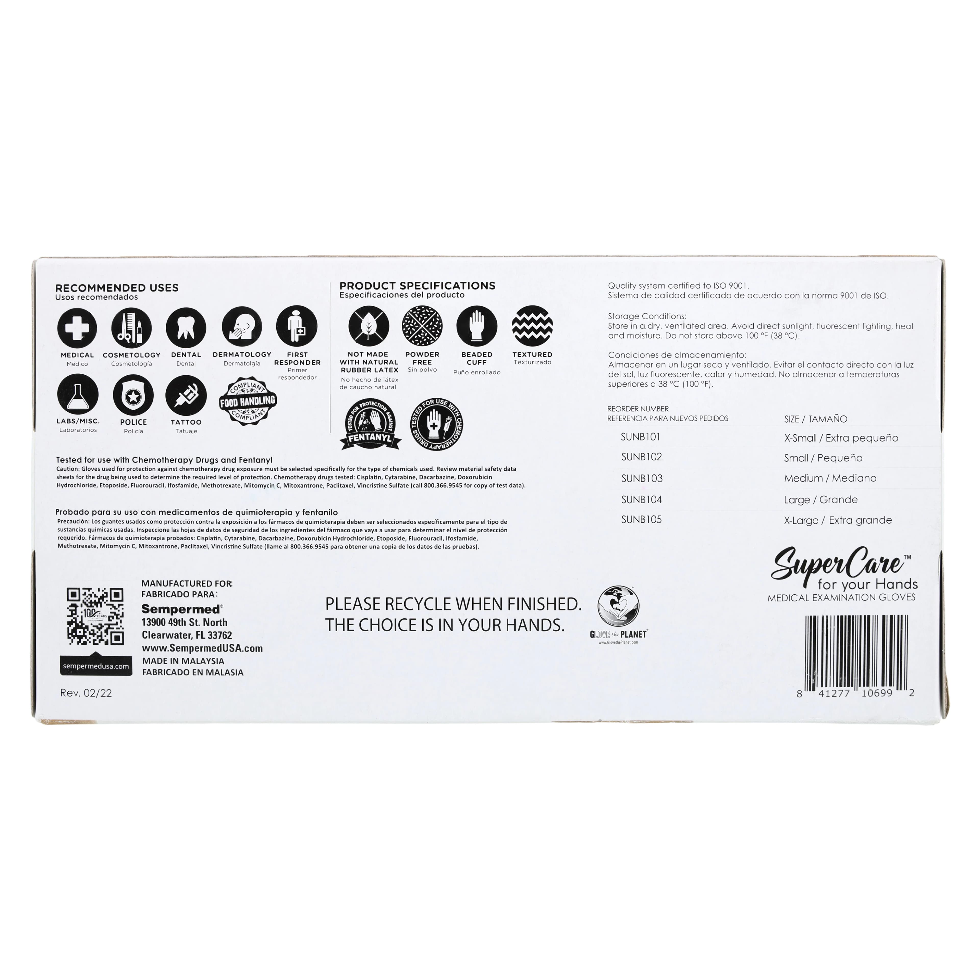 SemperSure Nitrile Exam Gloves, Powder Free, Textured, Non-Sterile, Extra Large, Black, 100/Box thumbnail 5
