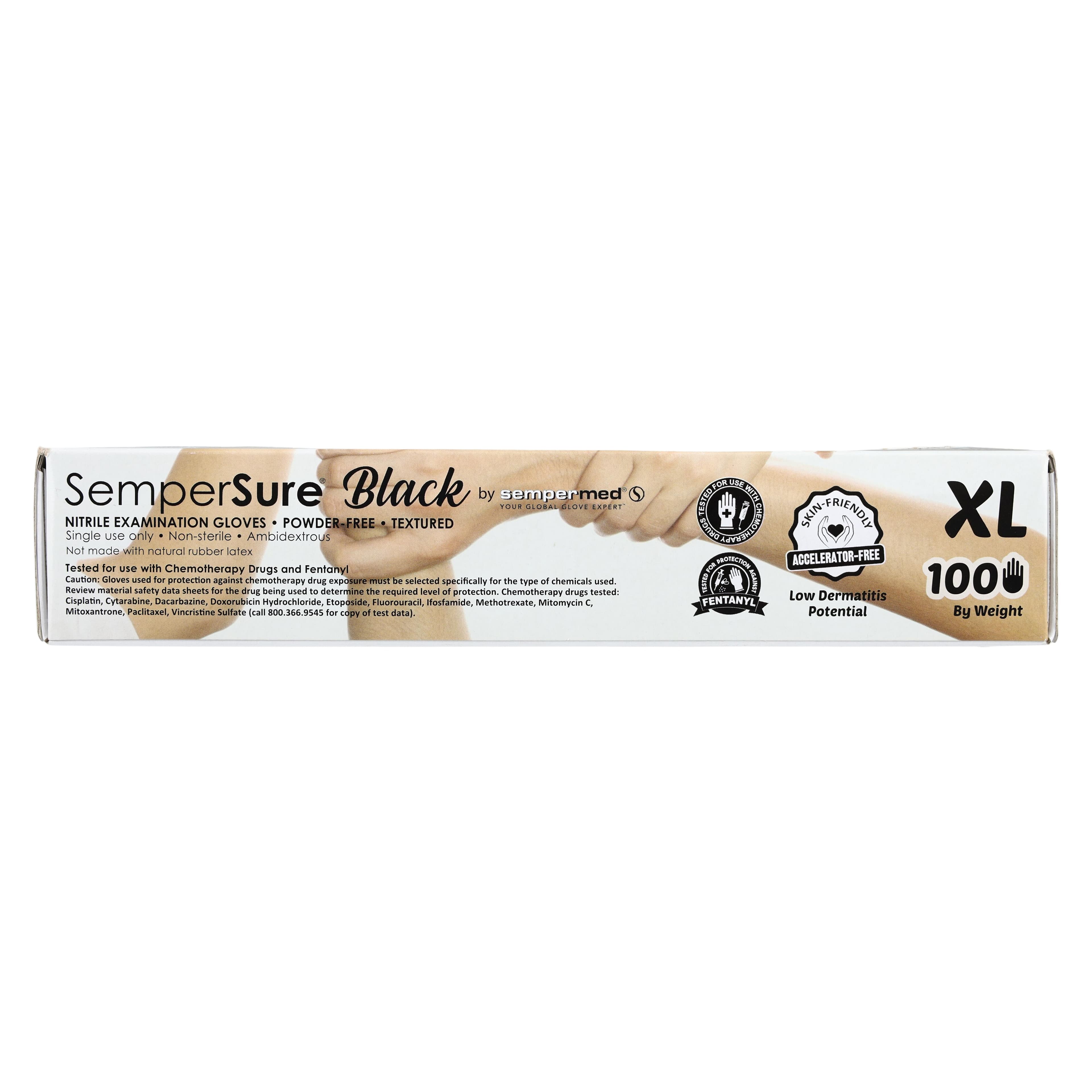 SemperSure Nitrile Exam Gloves, Powder Free, Textured, Non-Sterile, Extra Large, Black, 100/Box thumbnail 6