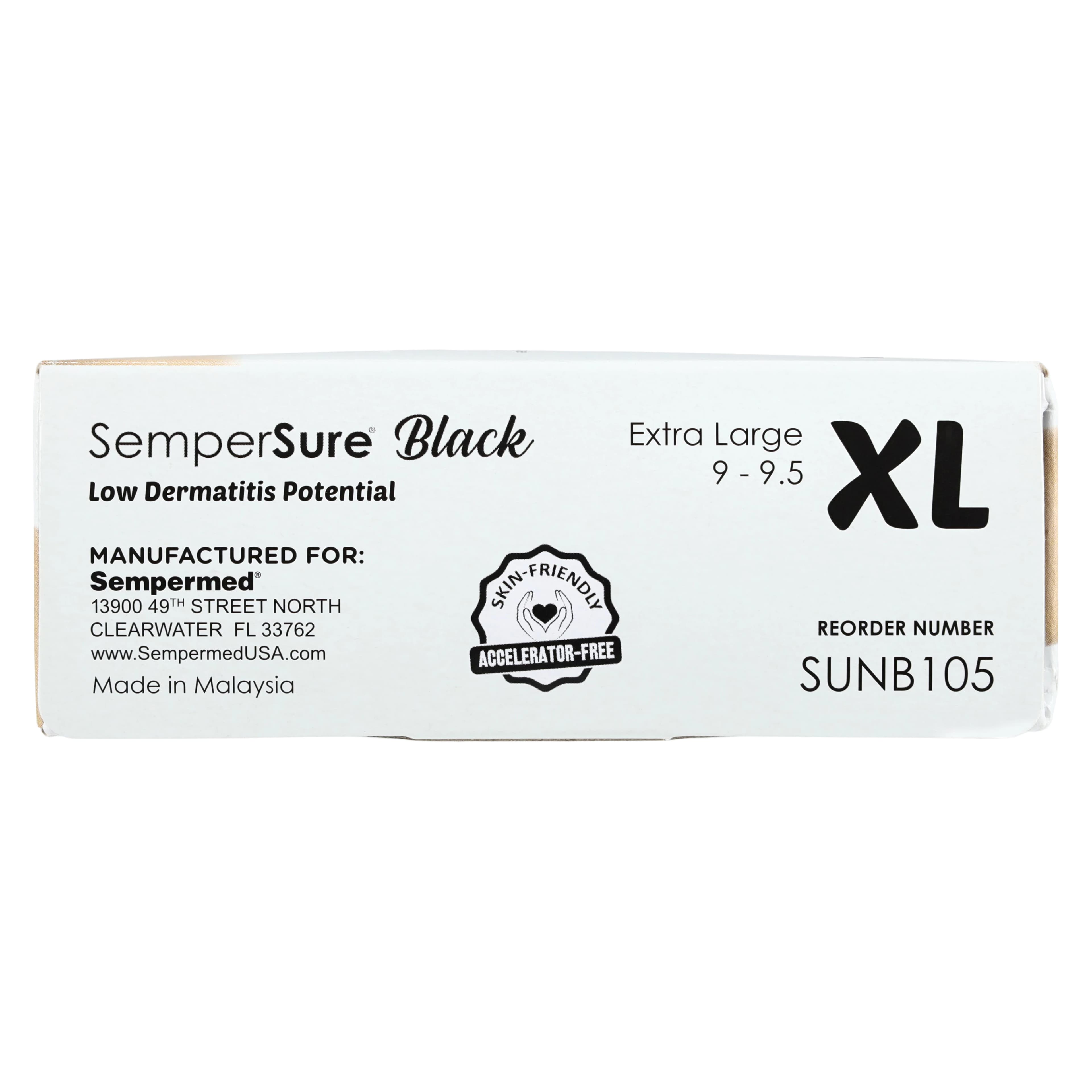 SemperSure Nitrile Exam Gloves, Powder Free, Textured, Non-Sterile, Extra Large, Black, 100/Box thumbnail 7