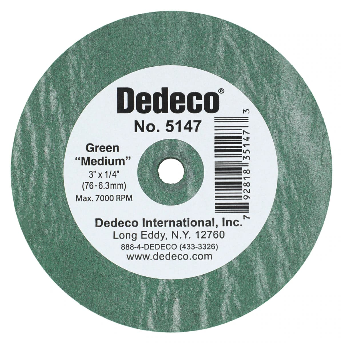 Dedeco Traditional Lathe Wheel, Green Medium, 3" x 1/4", 1/Pk, 5147 - Medium Lathe Wheel, 3" x 1/4", Green, 1/Pk, 5147 - Image 1