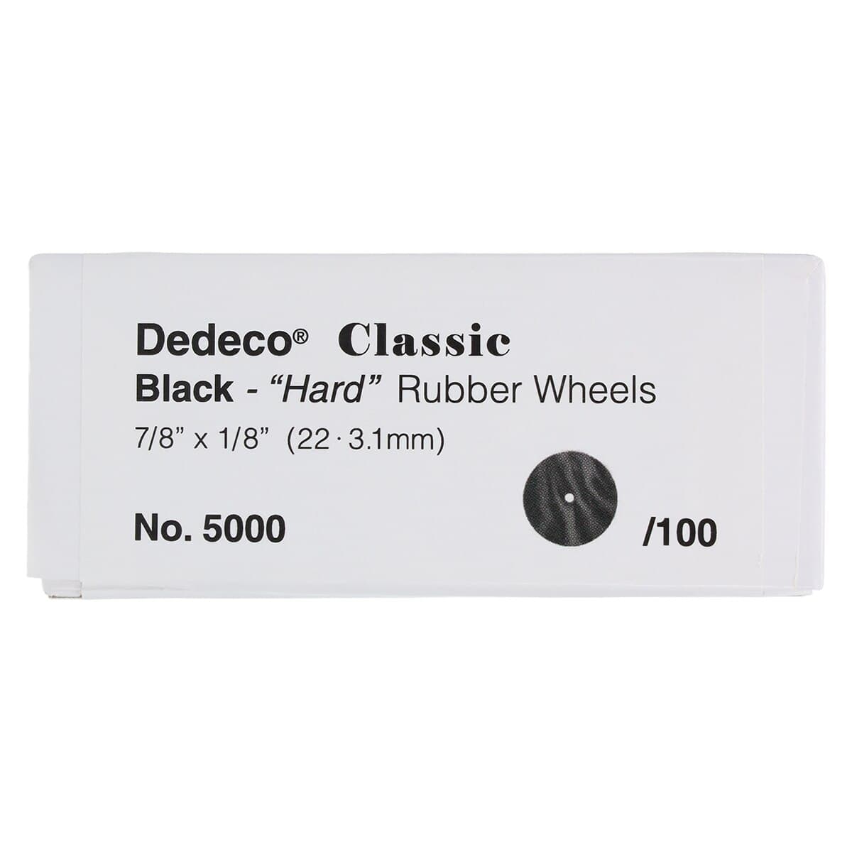 Dedeco Classic Black Square-Edge Rubber Wheels, Hard, 7/8" x 1/8" (22 x 3.1 mm), 100/Box thumbnail 6