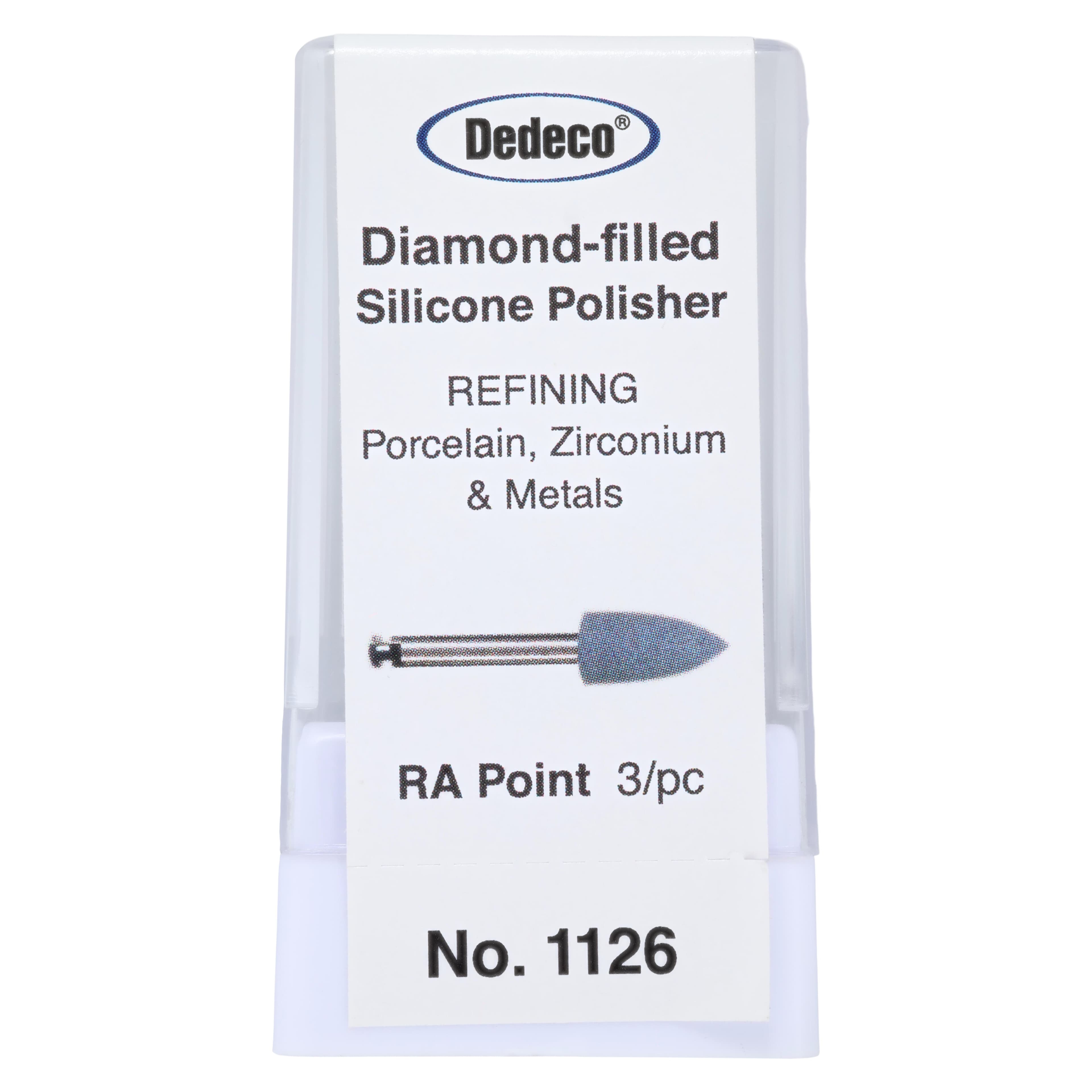 Dedeco Hi-Glaze Diamond-Filled Silicone Midget Polisher, RA Point, Medium, Blue, 3/Box thumbnail 3