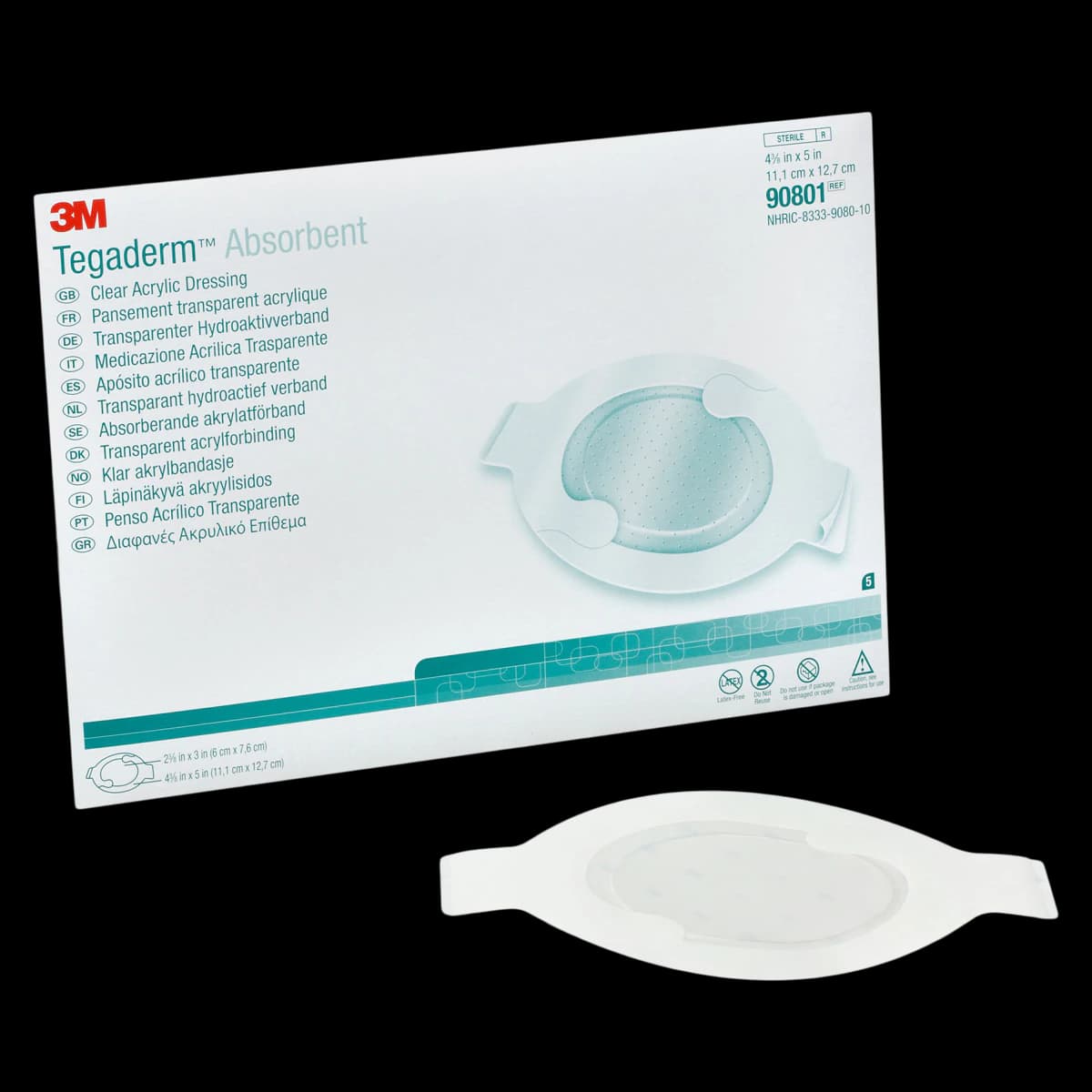 Tegaderm Abs Acrylic Dressing, Transparent, Sterile, Oval, 4-3/8" x 5" - Tegaderm Abs Acrylic Dressing - Image 1