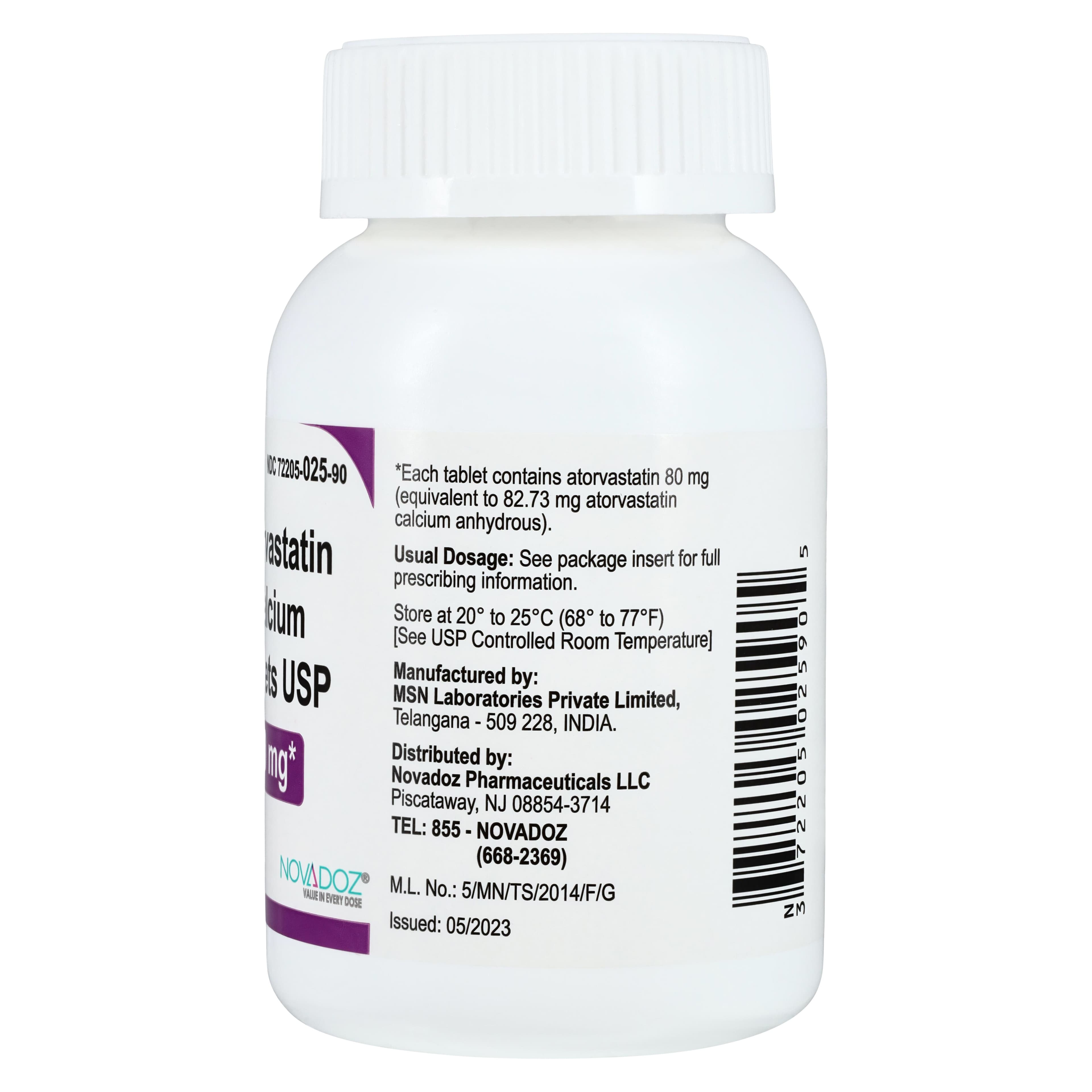 Atorvastatin Calcium Tablets, 80mg, 90/Bottle, Novadoz Pharmaceuticals thumbnail 2