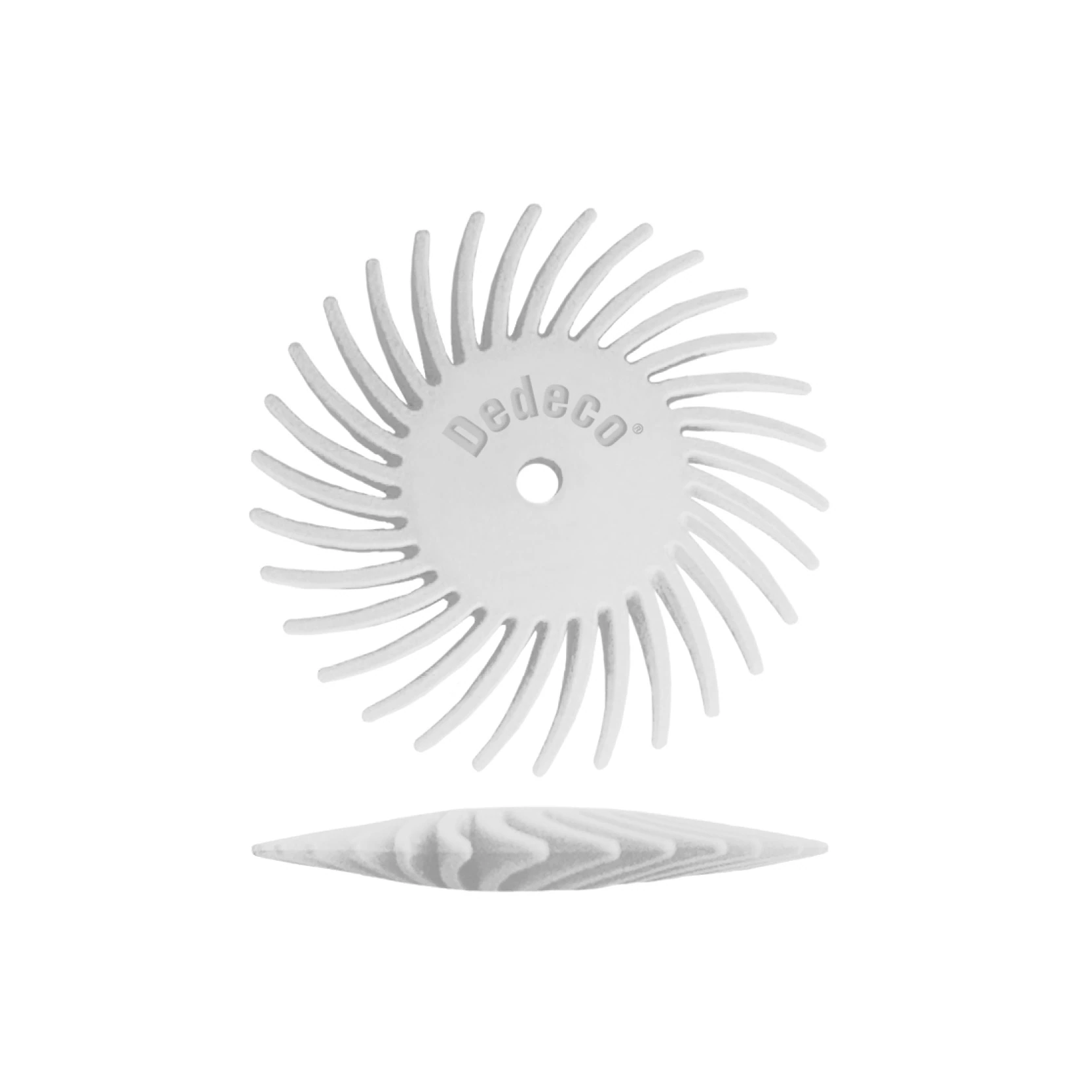 Dedeco Sunburst 7/8" Knife Edge Finishing Disc, Coarse, White, 90 Grit, 1/16" Arbor, 12/Box - Sunburst 7/8 Knife Edge - Image 1