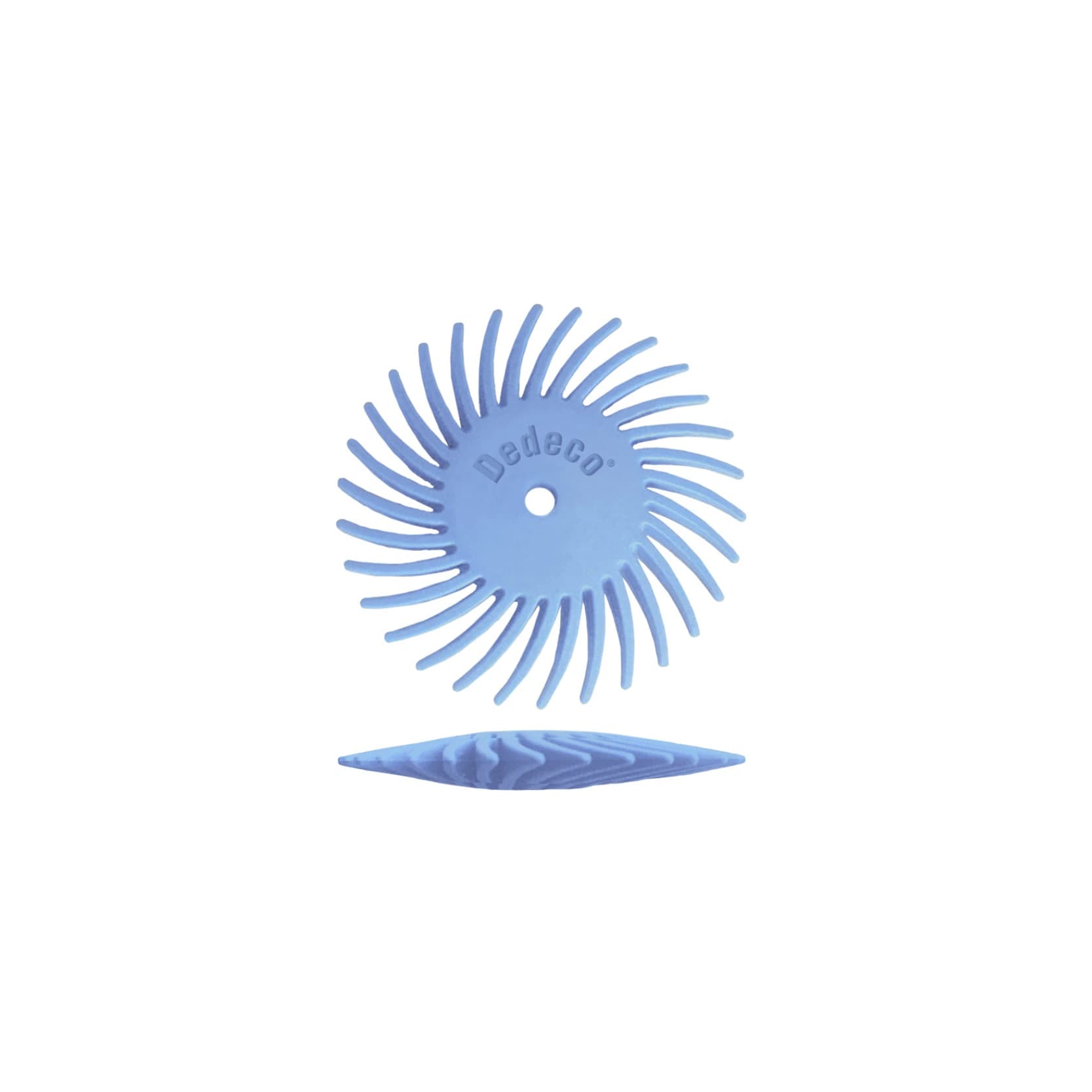 Dedeco Sunburst 5/8" Knife Edge Finishing Disc, Blue, 400 Grit, 1/16" Arbor, 12/Box - Sunburst 5/8 Knife Edge - Image 1