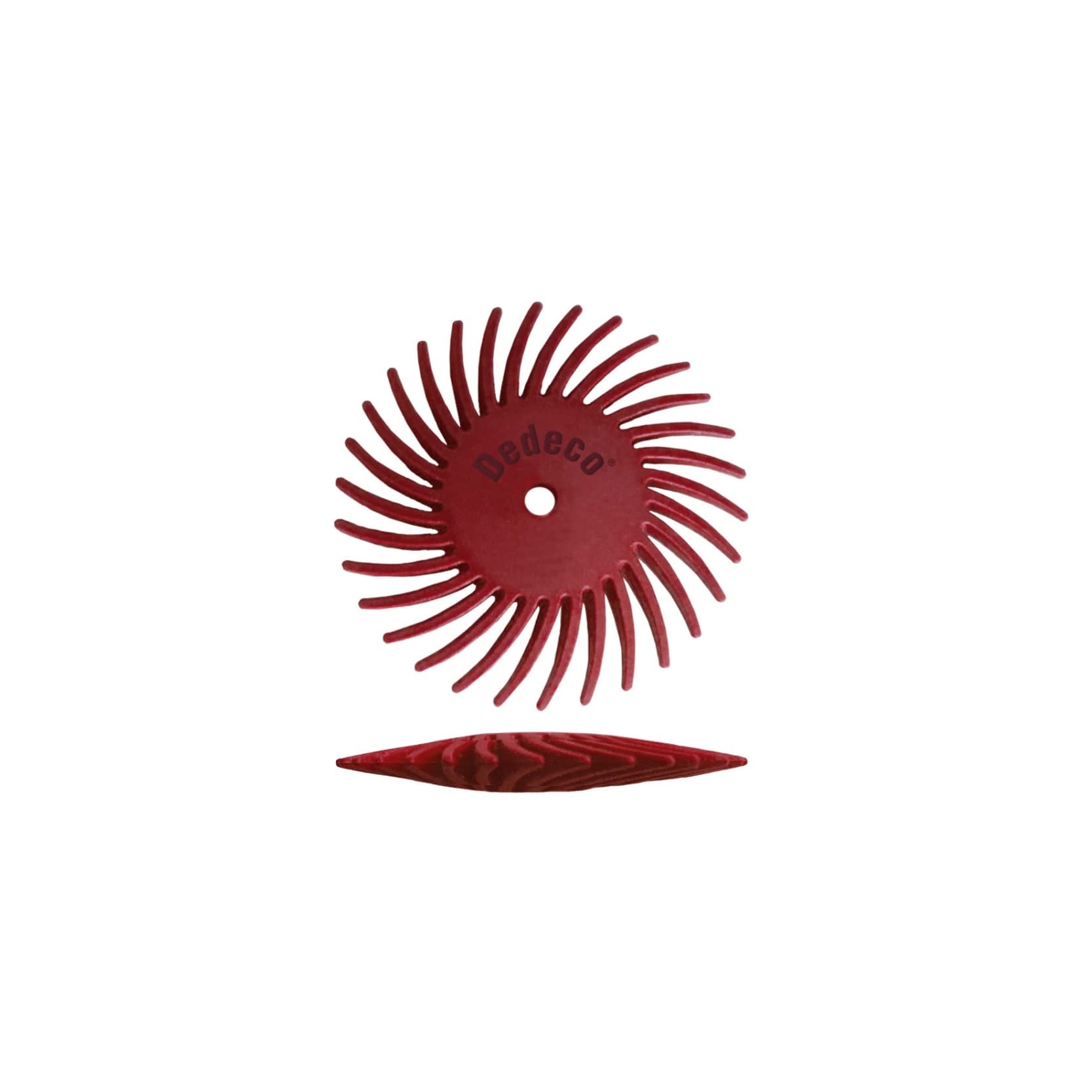 Dedeco Sunburst 5/8" TC Aluminum Oxide Knife-Edge Discs, Standard, 220 Grit, Red, 12/Pk - SUNBURST 5/8" TC Aluminum Oxide Knife Edge Discs, Standard, 220 Grit, Red, 12/Pk - Image 1