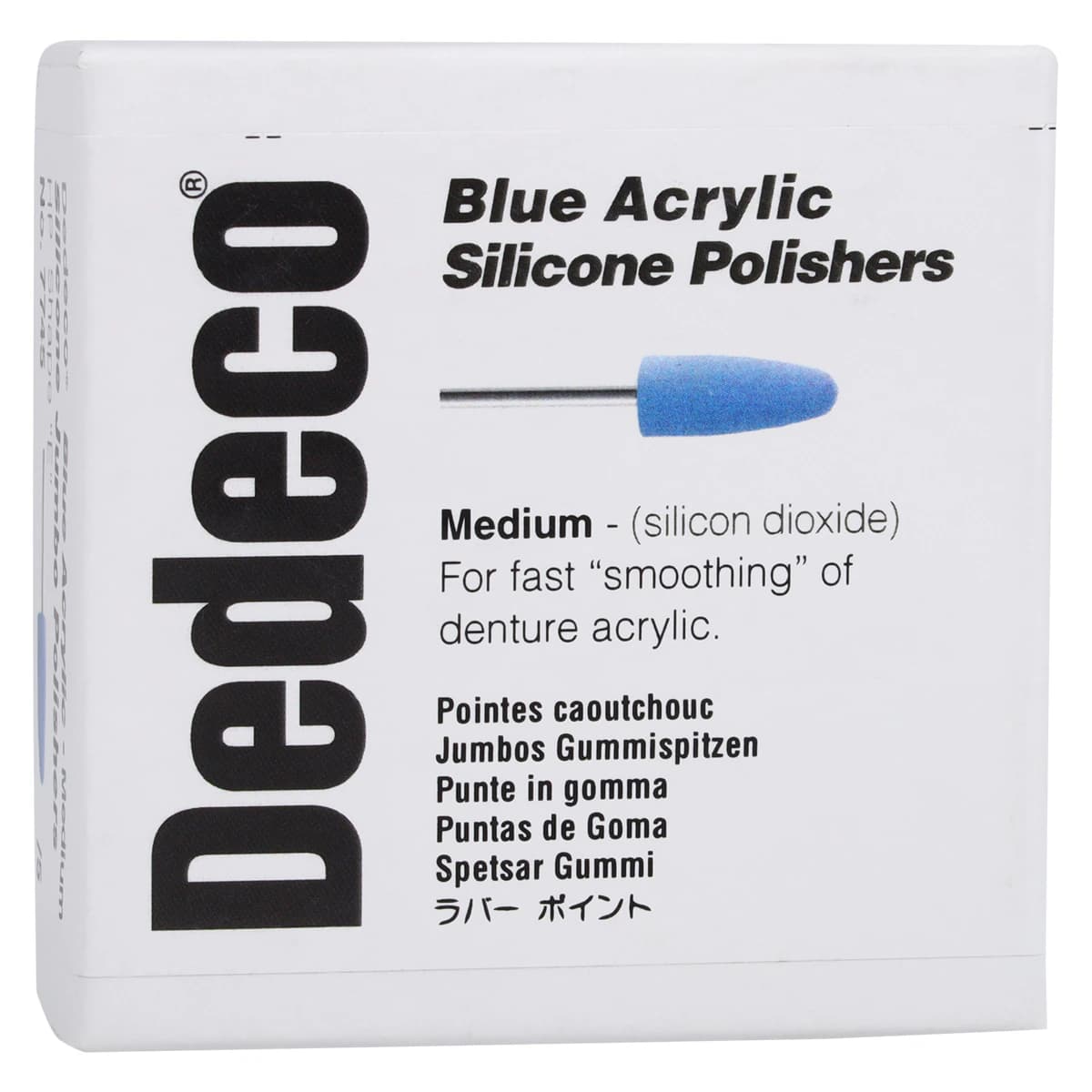 Dedeco Silicone Jumbos Acrylic Polisher, Shape E, Light Blue, Medium Grit, HP (3/32" Shank), 5/Box, 7744 - Silicone Jumbos Acrylic Shape E Blue-Medium 5/Bx - Image 1