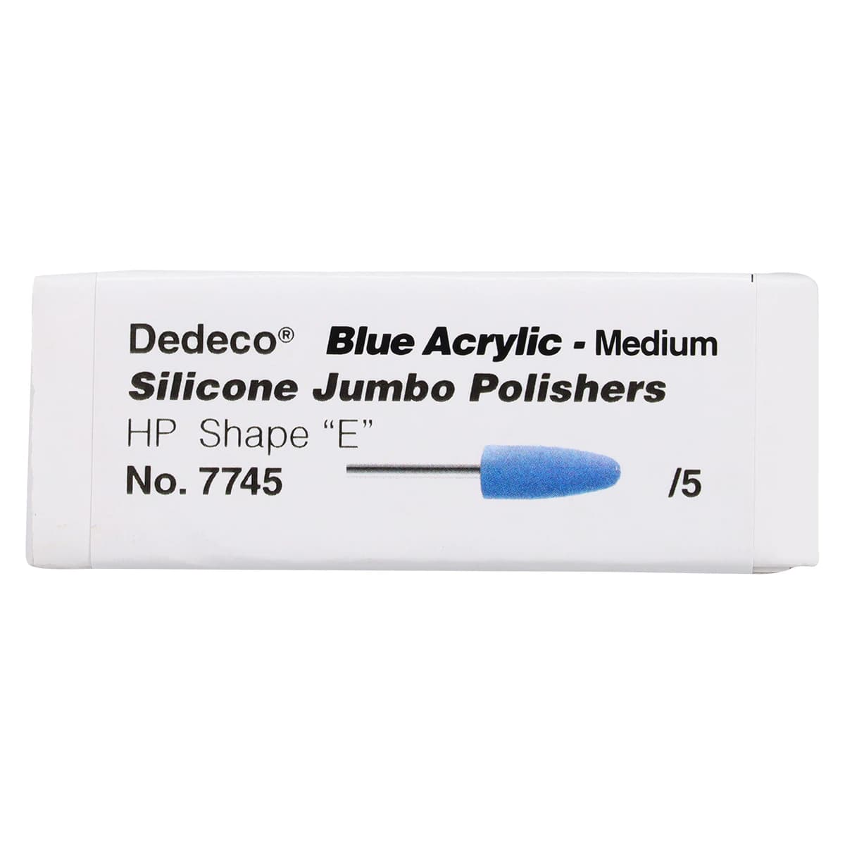 Dedeco Silicone Jumbos Acrylic Polisher, Shape E, Light Blue, Medium Grit, HP (3/32" Shank), 5/Box, 7744 thumbnail 2