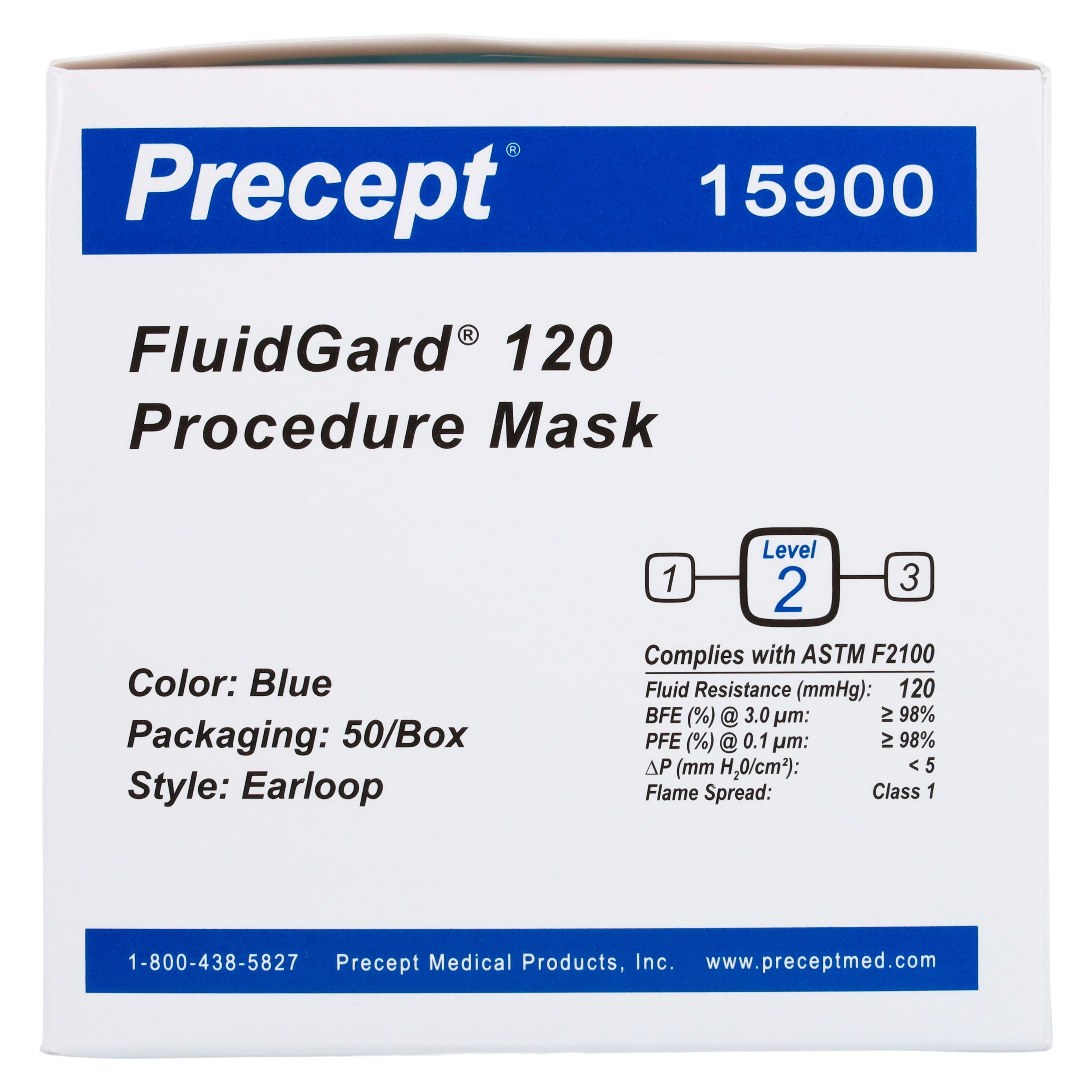 Precept Medical Procedure Mask, ASTM F2100 Level 2, Blue, 50/Box thumbnail 5