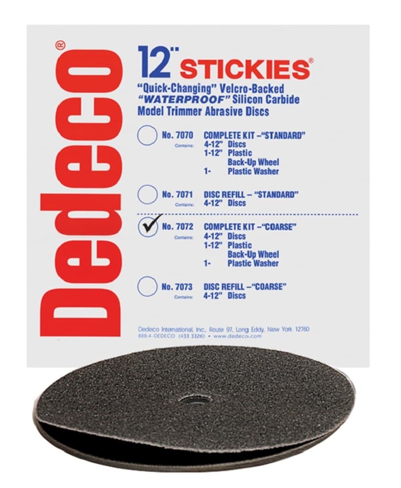 Dedeco Stickies Model Trimmer Discs Kit, Coarse, 36 Grit, 12", 4 Discs + Back-Up Wheel + Washer thumbnail 3