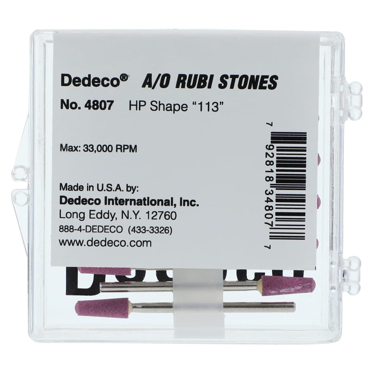 Dedeco A/O Rubi Stone HP #113, Aluminum Oxide Mounted Stone, 3/32" (2.35mm) Shank, Box of 12 thumbnail 5