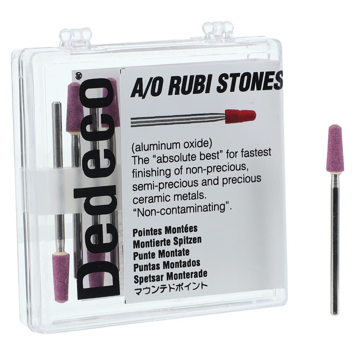Dedeco A/O Rubi Stone HP #113, Aluminum Oxide Mounted Stone, 3/32" (2.35mm) Shank, Box of 12 thumbnail 2