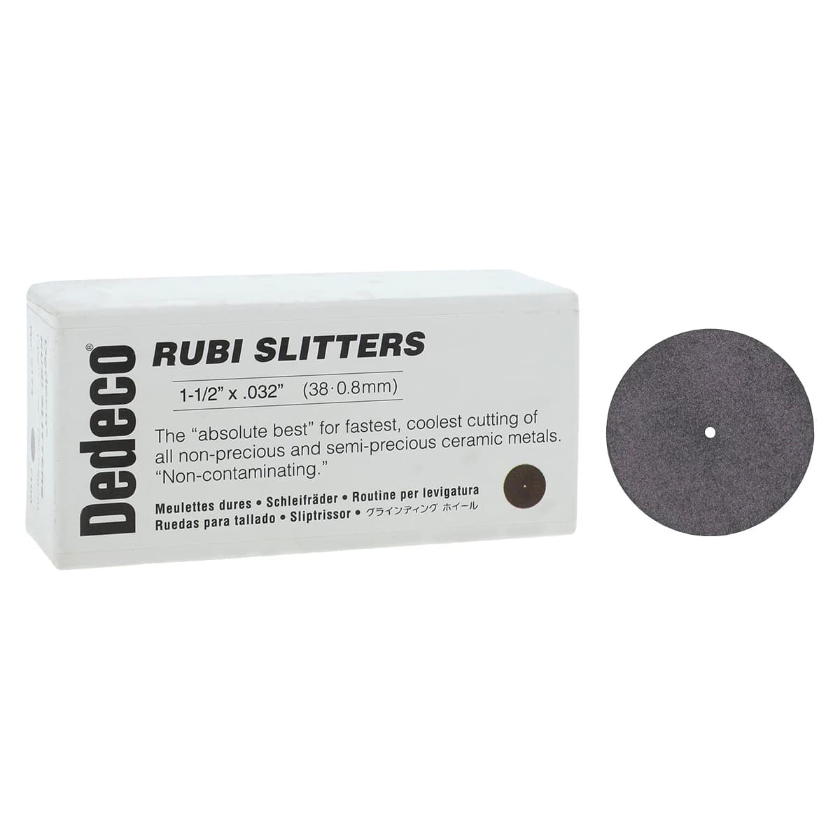 Dedeco Rubi Slitters Aluminum Oxide Cut-Off Wheels, 1-1/2" x 0.032" (38 x 0.8 mm), 100/Box, #5174 thumbnail 2