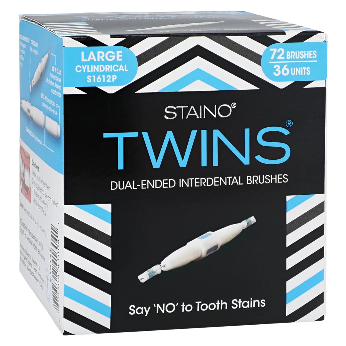 StaiNo Interdental Brushes, Dual End, Travel Size, Cylindrical, Regular, 36/Pkg, S1612P - Staino Travel Cylindrical Box of 36 - Image 1