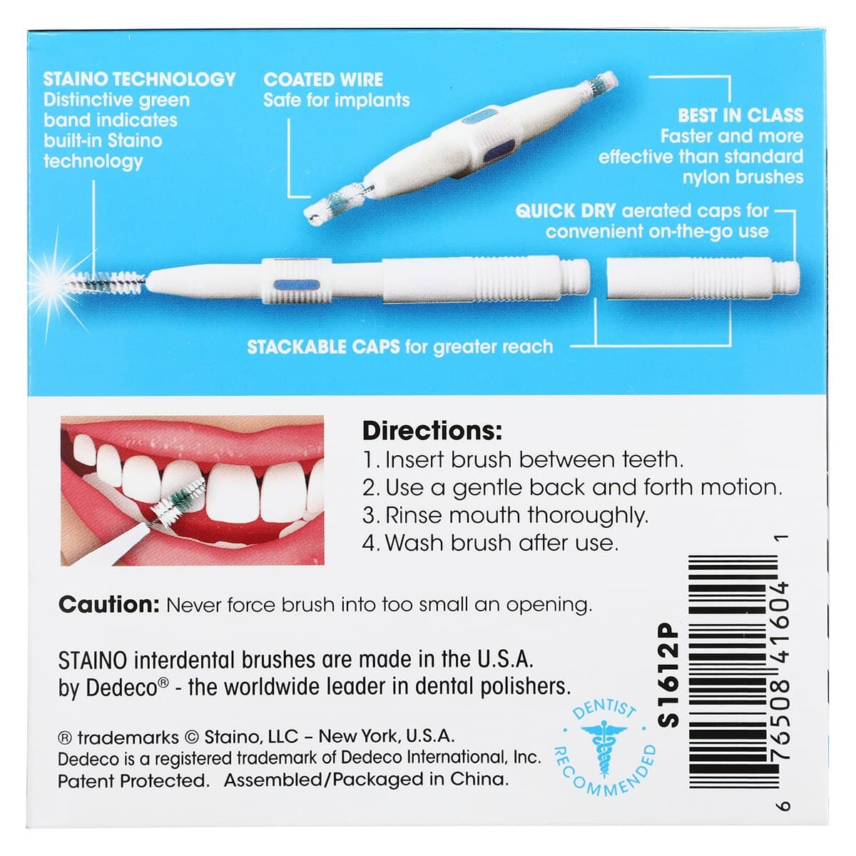 StaiNo Interdental Brushes, Dual End, Travel Size, Cylindrical, Regular, 36/Pkg, S1612P thumbnail 3