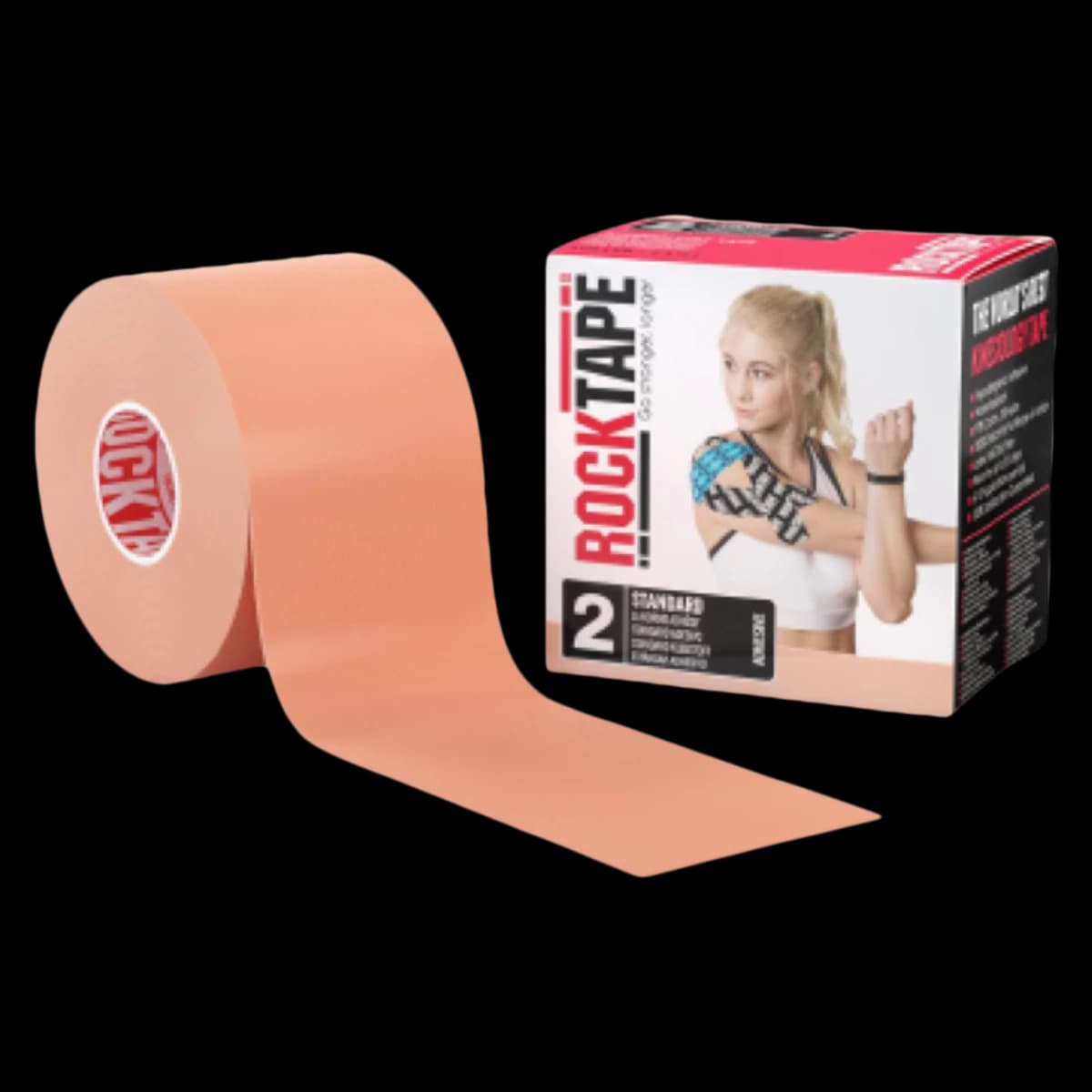 RockTape Kinesiology Tape, 97% Cotton/3% Nylon, 2" x 16.4', Beige, Each - Tape Knslgy Rocktap Beige - Image 1