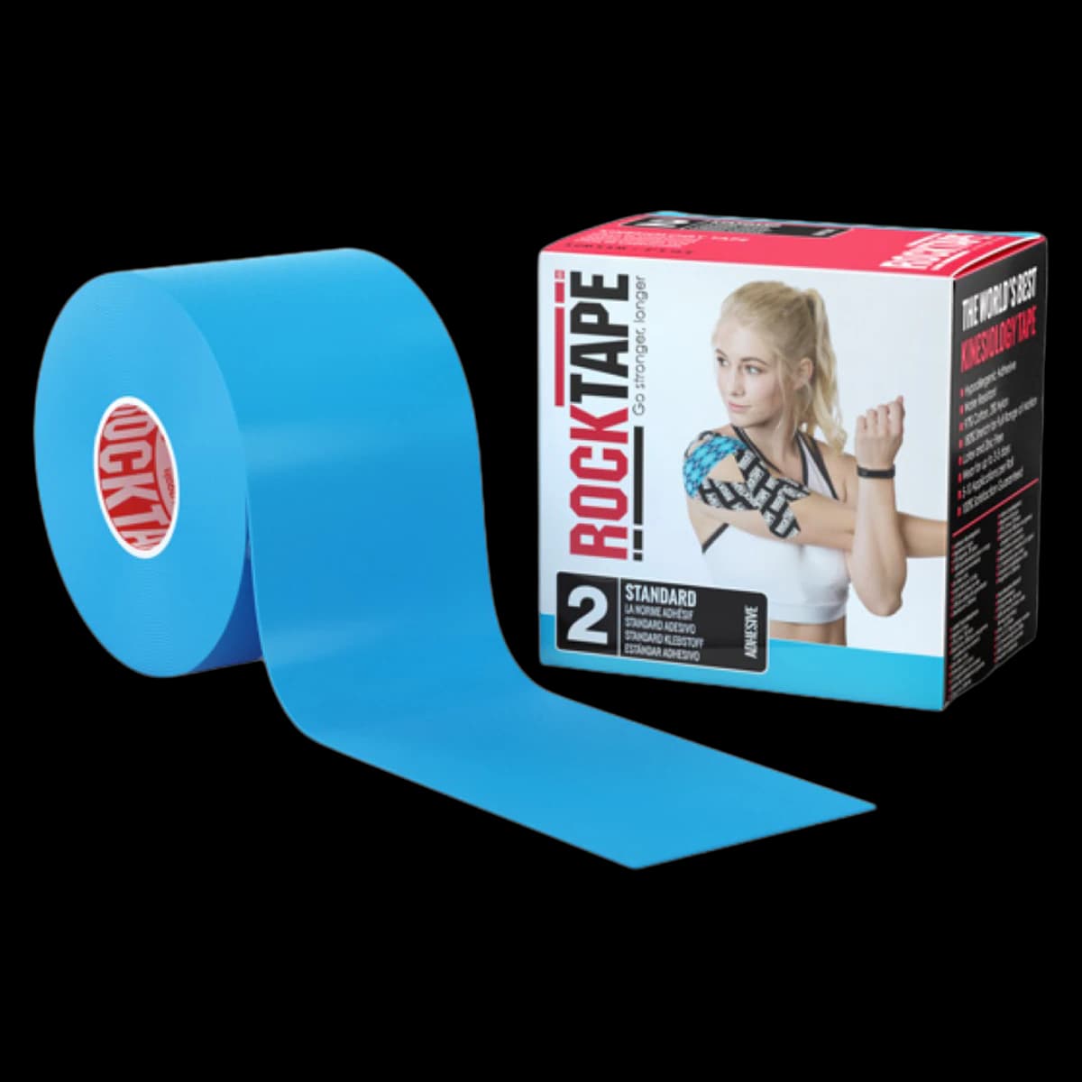 RockTape Kinesiology Tape, 97% Cotton/3% Nylon, 2" x 16.4', Blue, Each - Tape Knslgy Rocktape Blue - Image 1