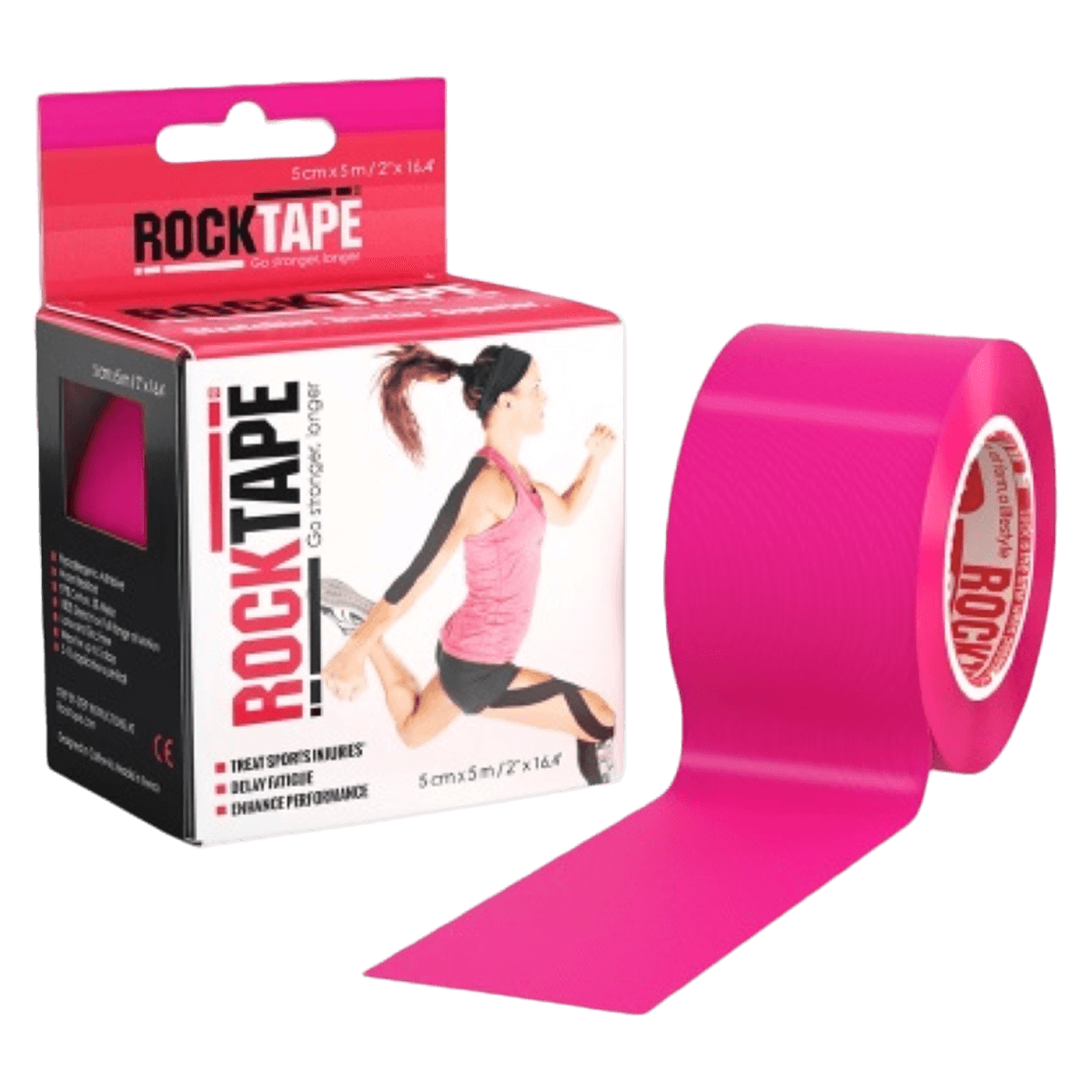RockTape Kinesiology Tape, 97% Cotton/3% Nylon, 2" x 16.4', Pink, Each - Tape Knslgy Rocktape Pink - Image 1
