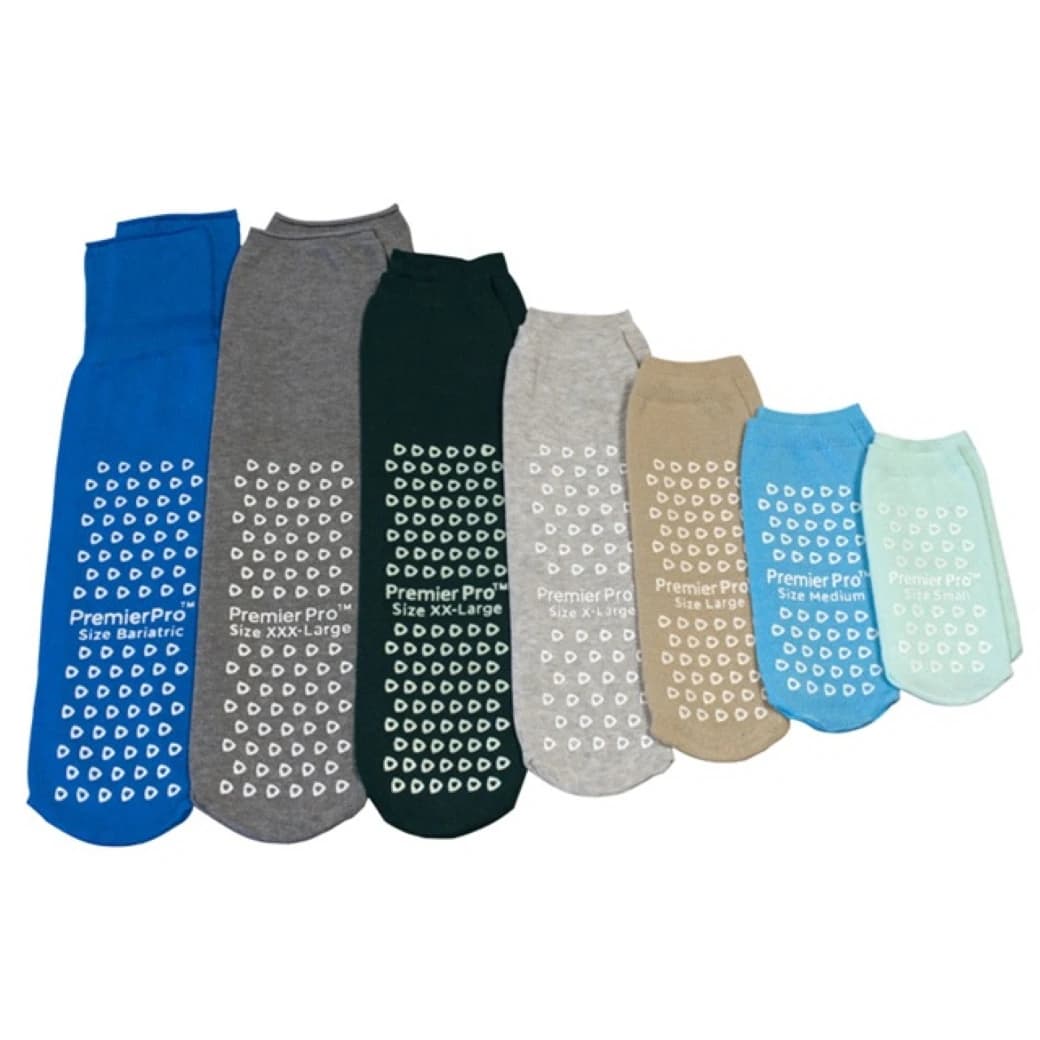 PremierPro Slipper Socks, Polyester Blend, Elastic Cuffs, Adult Unisex, Dark Gray, 3X Large, Double Tread, Reusable, 48 Pairs/Case - MED Slippers Dbl-Trd Drk Gray - Image 1