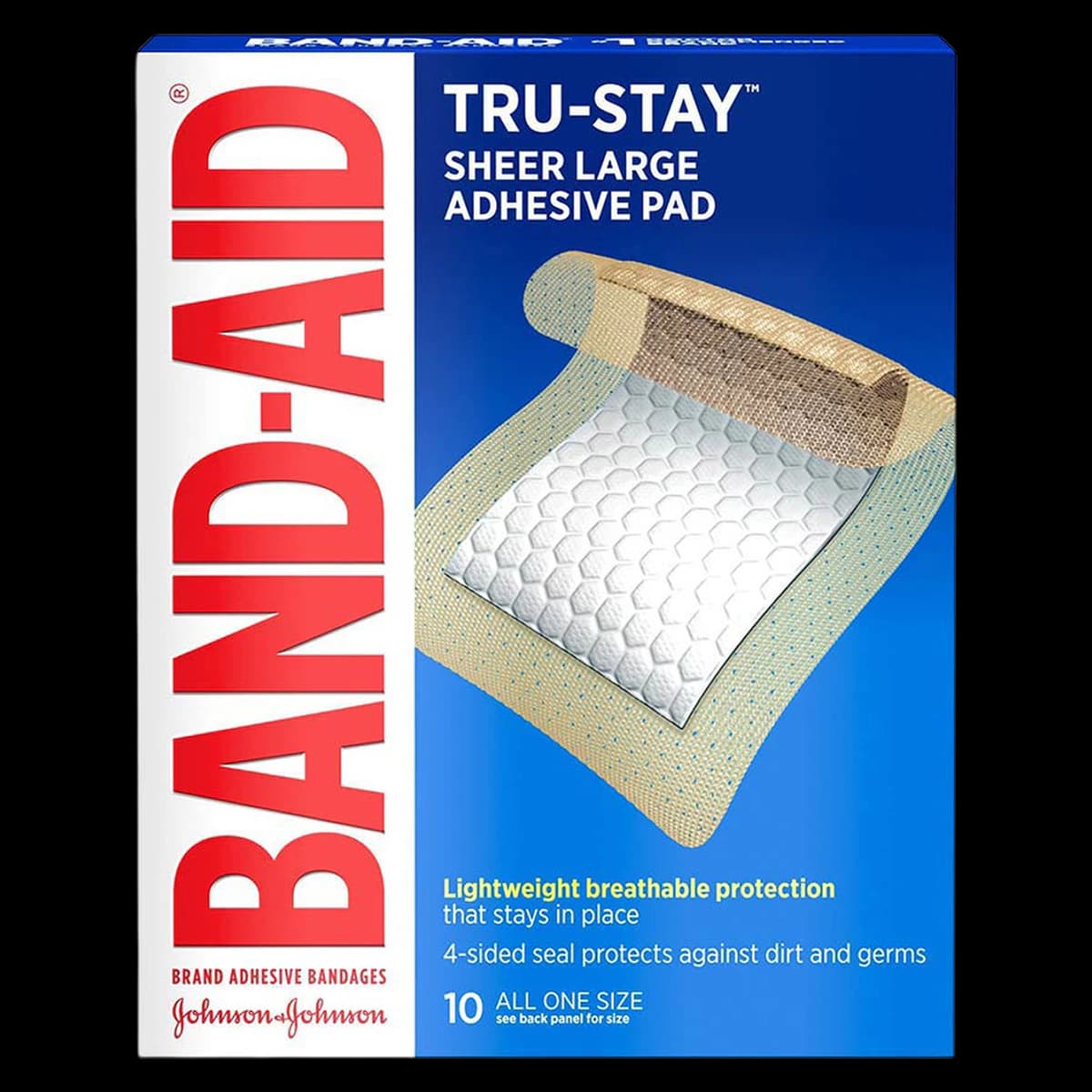 Band-Aid Tru-Stay Plastic Adhesive Bandages, Large, 2.88" x 4", Tan, Sterile, 240/Case (10x24) - Band-Aid Tru-Stay Plast Large - Image 1