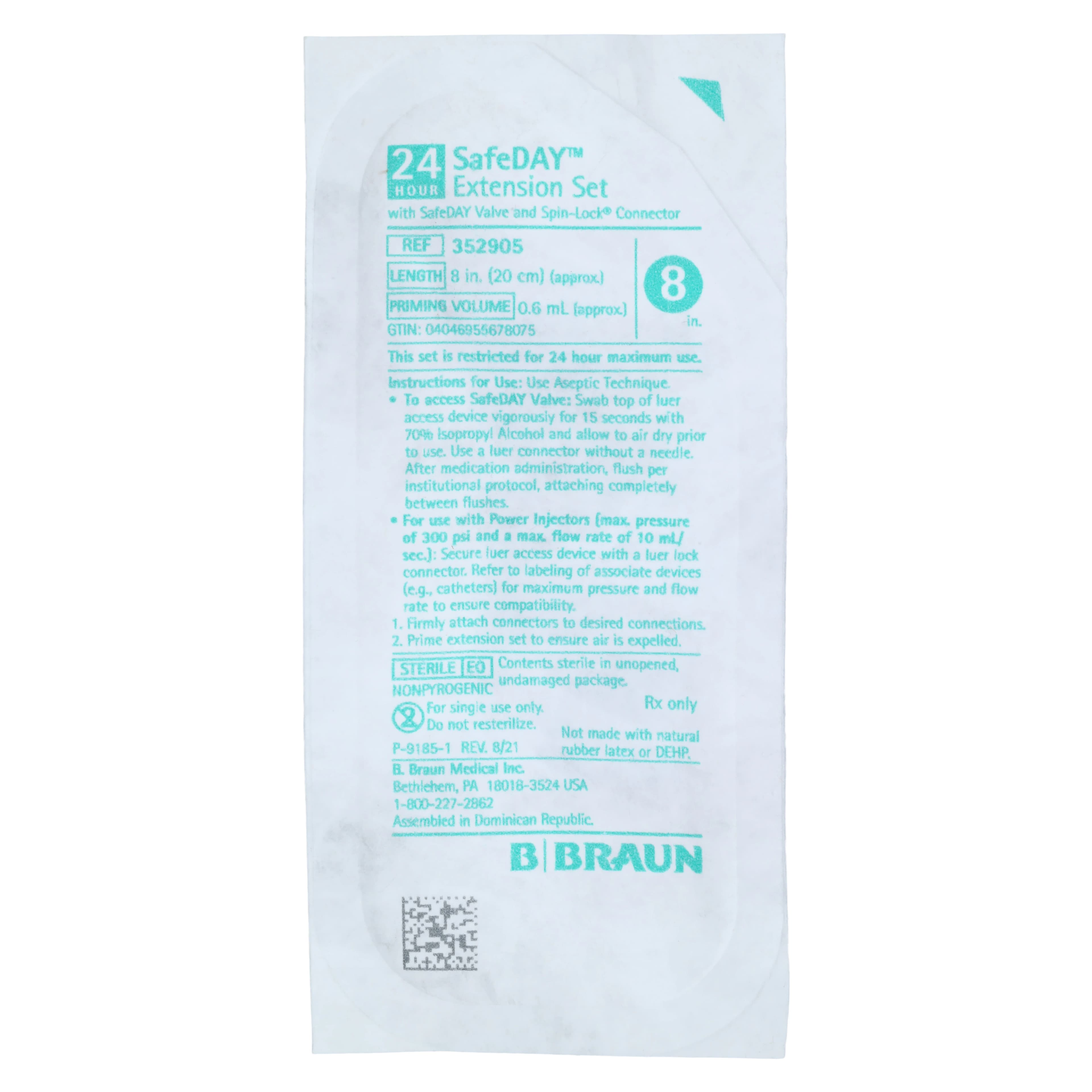 B. Braun SafeDAY IV Extension Set, Small Bore, 0.6mL Priming Volume, 8", Purple Slide Clamp, Spin-Lock Connector, Sterile, Latex-Free, Each thumbnail 2