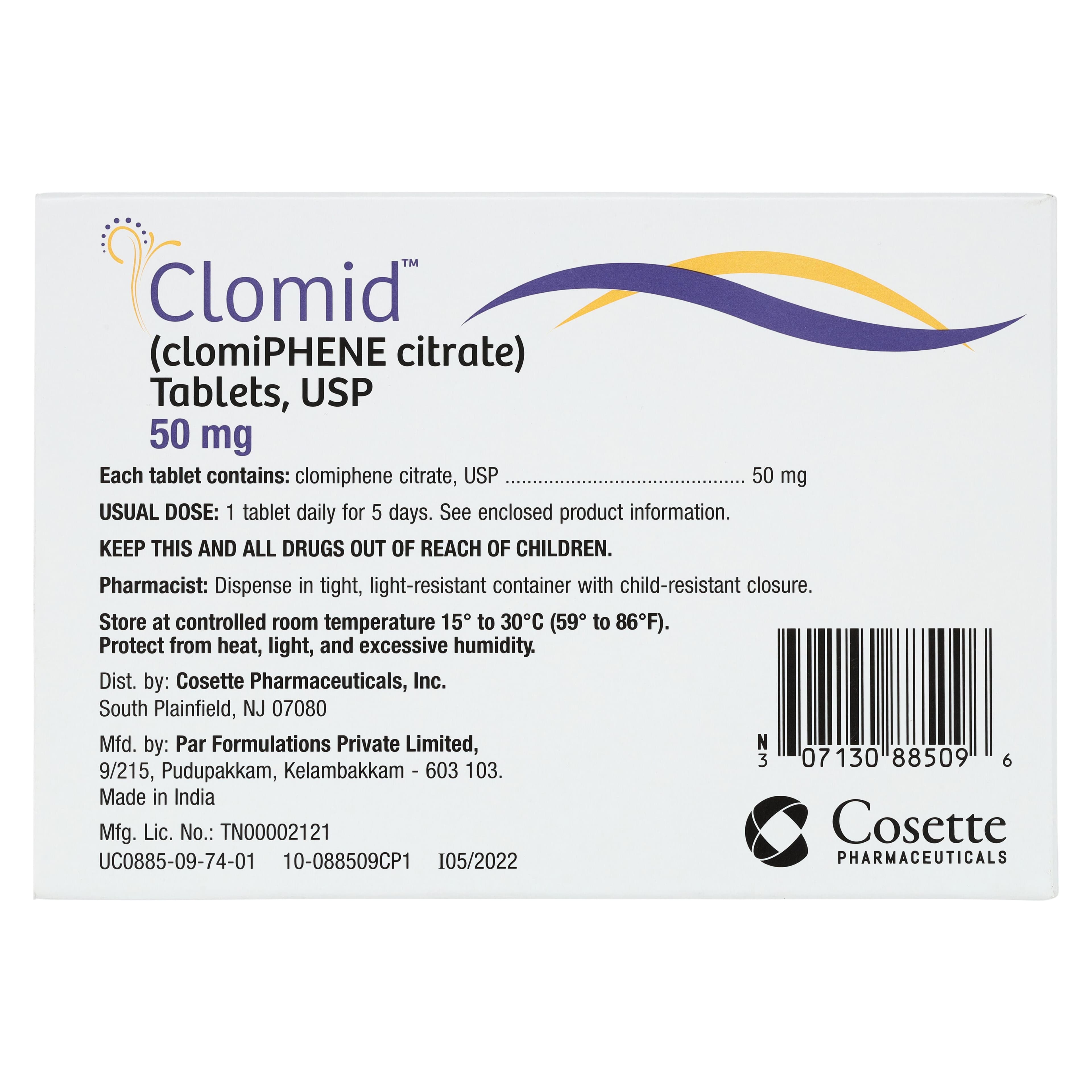 Clomid (Clomiphene Citrate) Tablets 50 mg, Blister Pack of 10, Unit Dose (1x10 UD) thumbnail 4