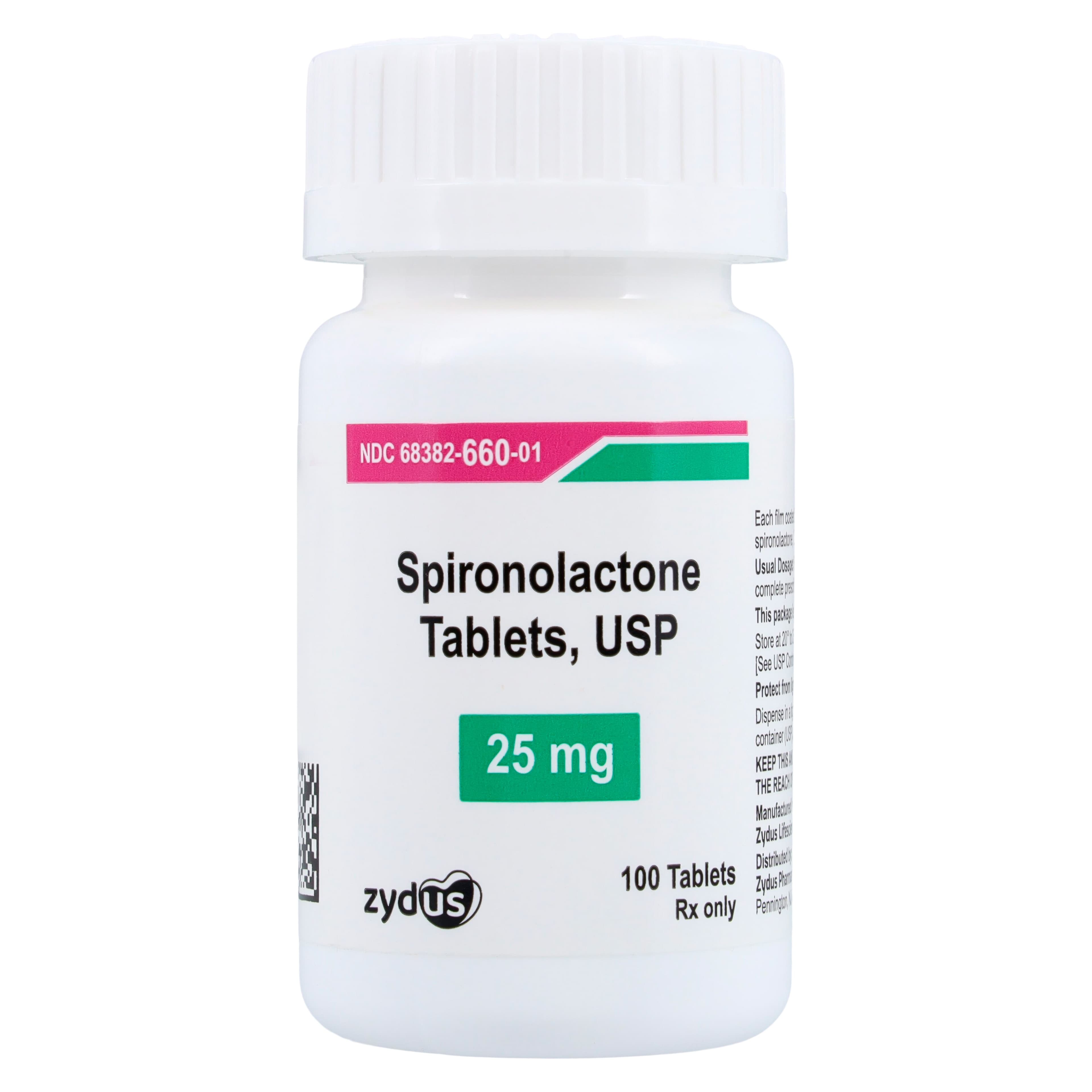 Spironolactone Tablets 25 mg, 100 Count Bottle (Zydus Pharmaceuticals) - Spironolactone Tablets - Image 1