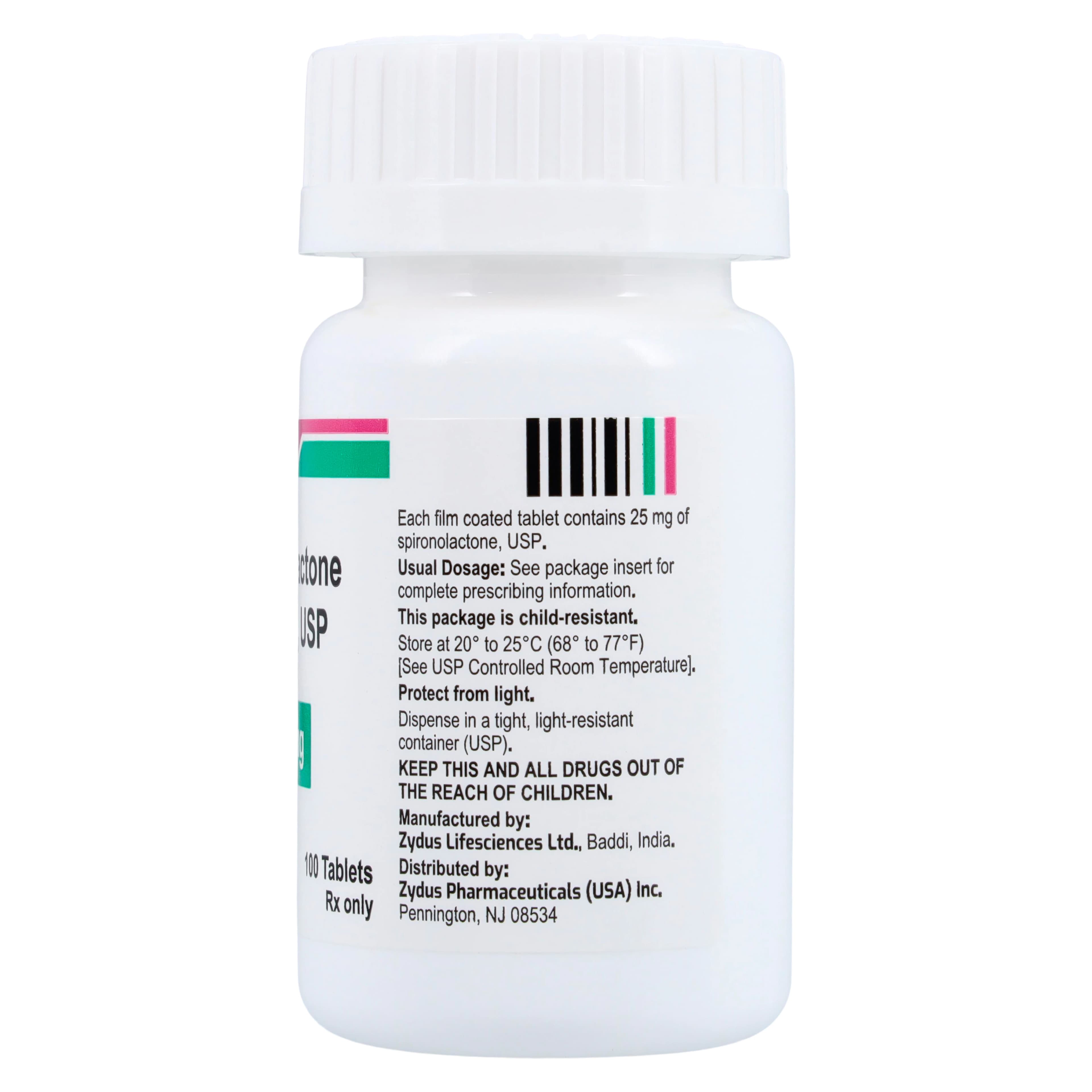 Spironolactone Tablets 25 mg, 100 Count Bottle (Zydus Pharmaceuticals) thumbnail 2