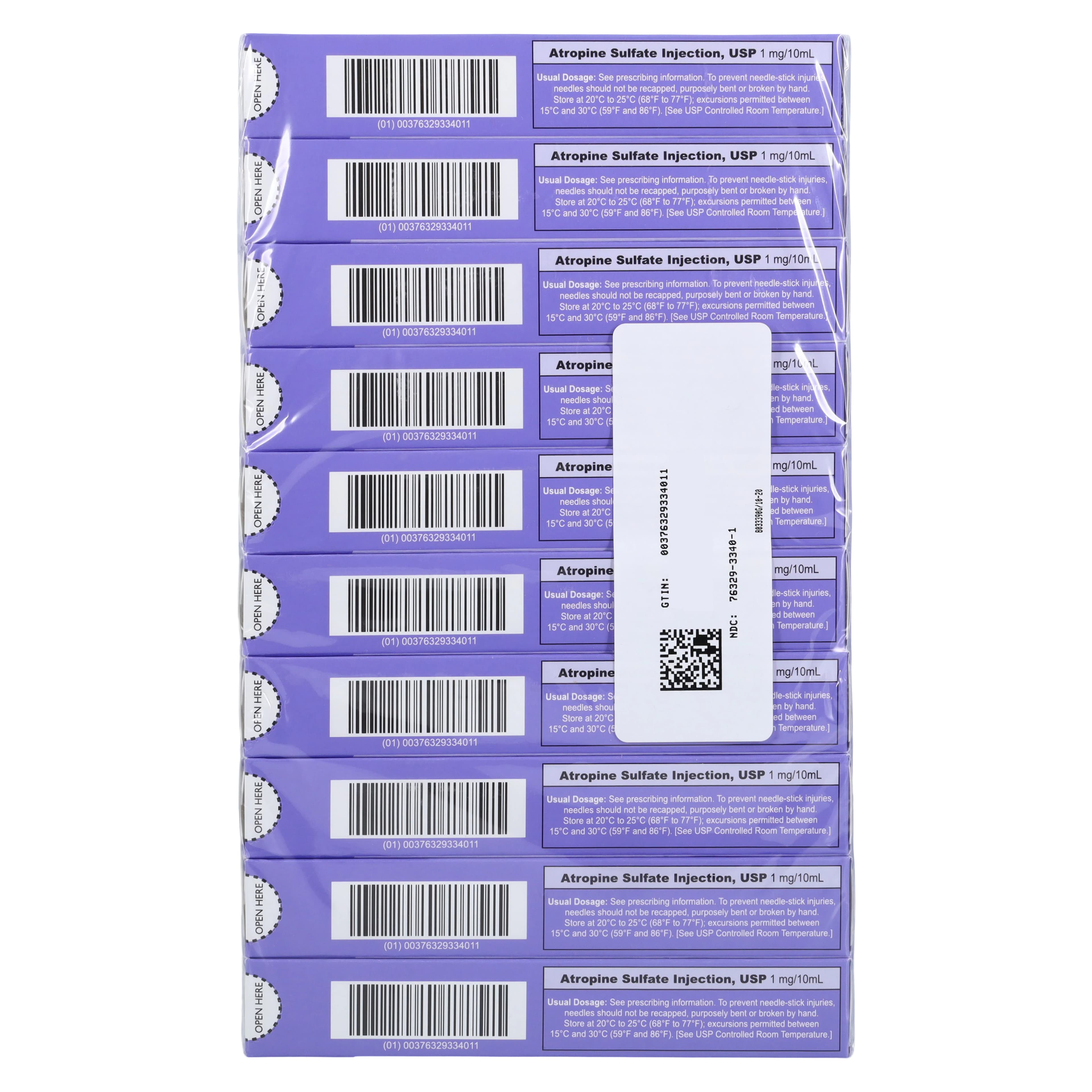 Atropine Sulfate Injection 0.1 mg/mL Luer-Jet Prefilled Syringe, 10 mL, 10/Package thumbnail 2