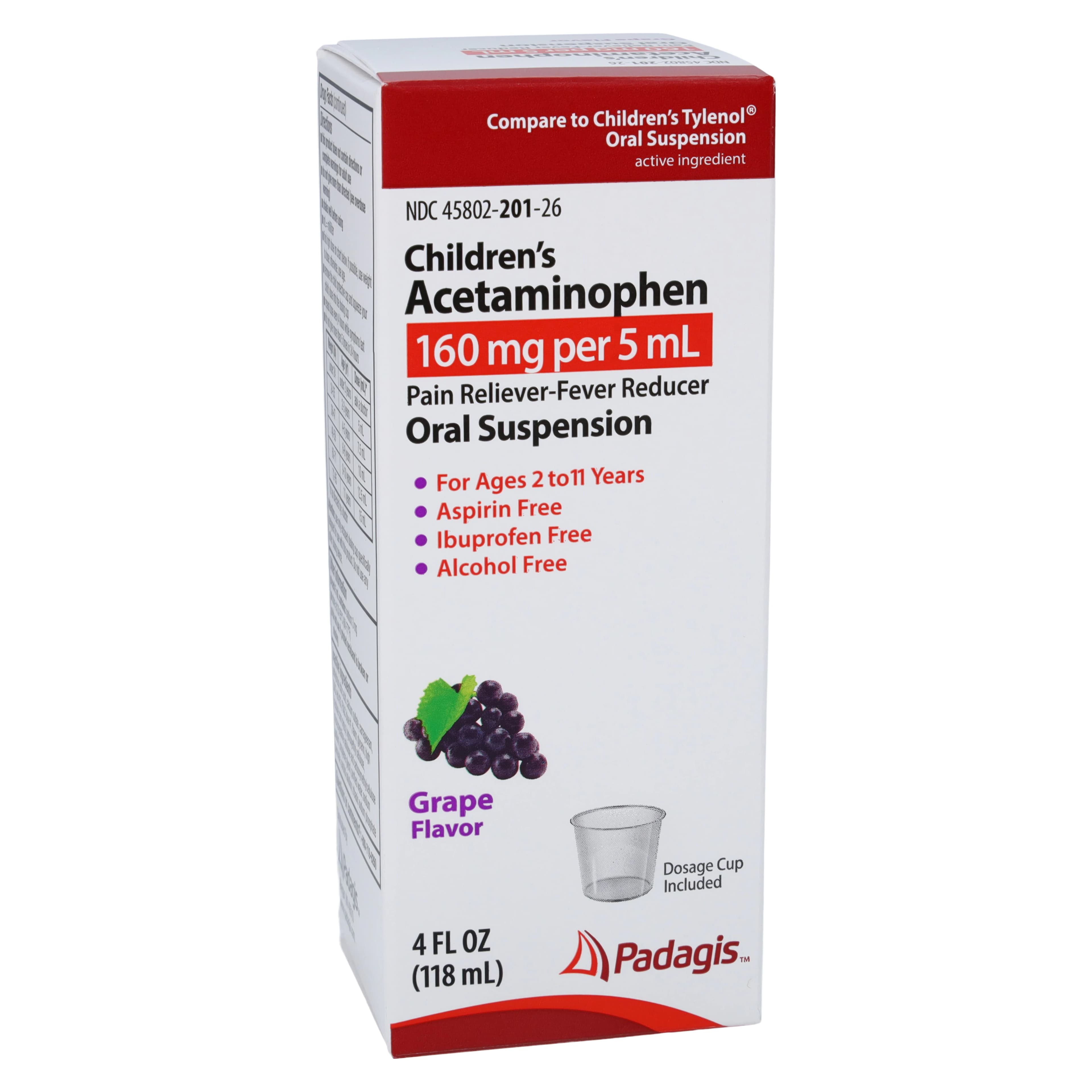 Acetaminophen Children Oral Suspension, 160 mg/5 mL, Grape Flavor, 4 oz Bottle - APAP Child Oral Susp Grape - Image 1