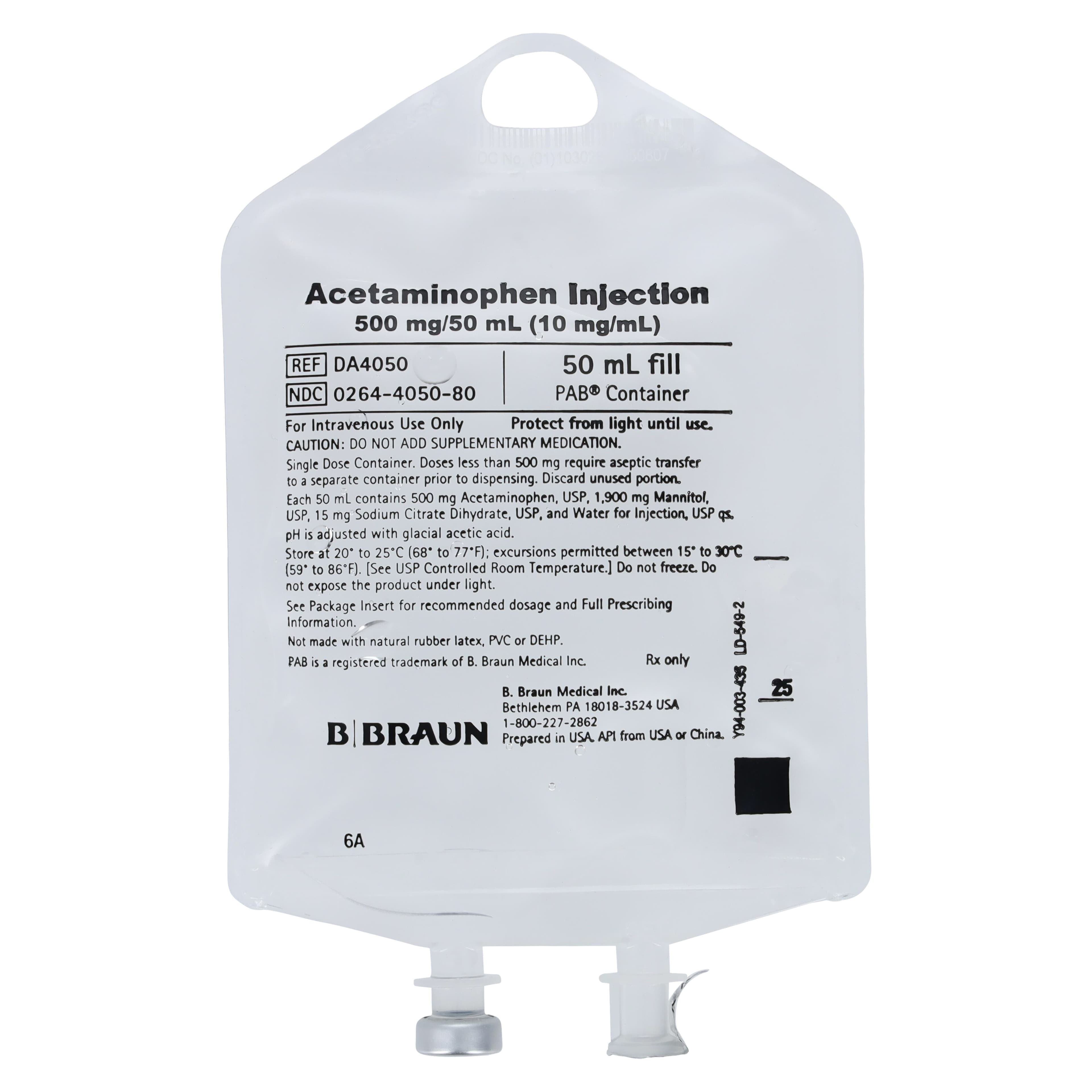 B. Braun Acetaminophen Injection 10 mg/mL, 50 mL Bag, 24/Package thumbnail 2
