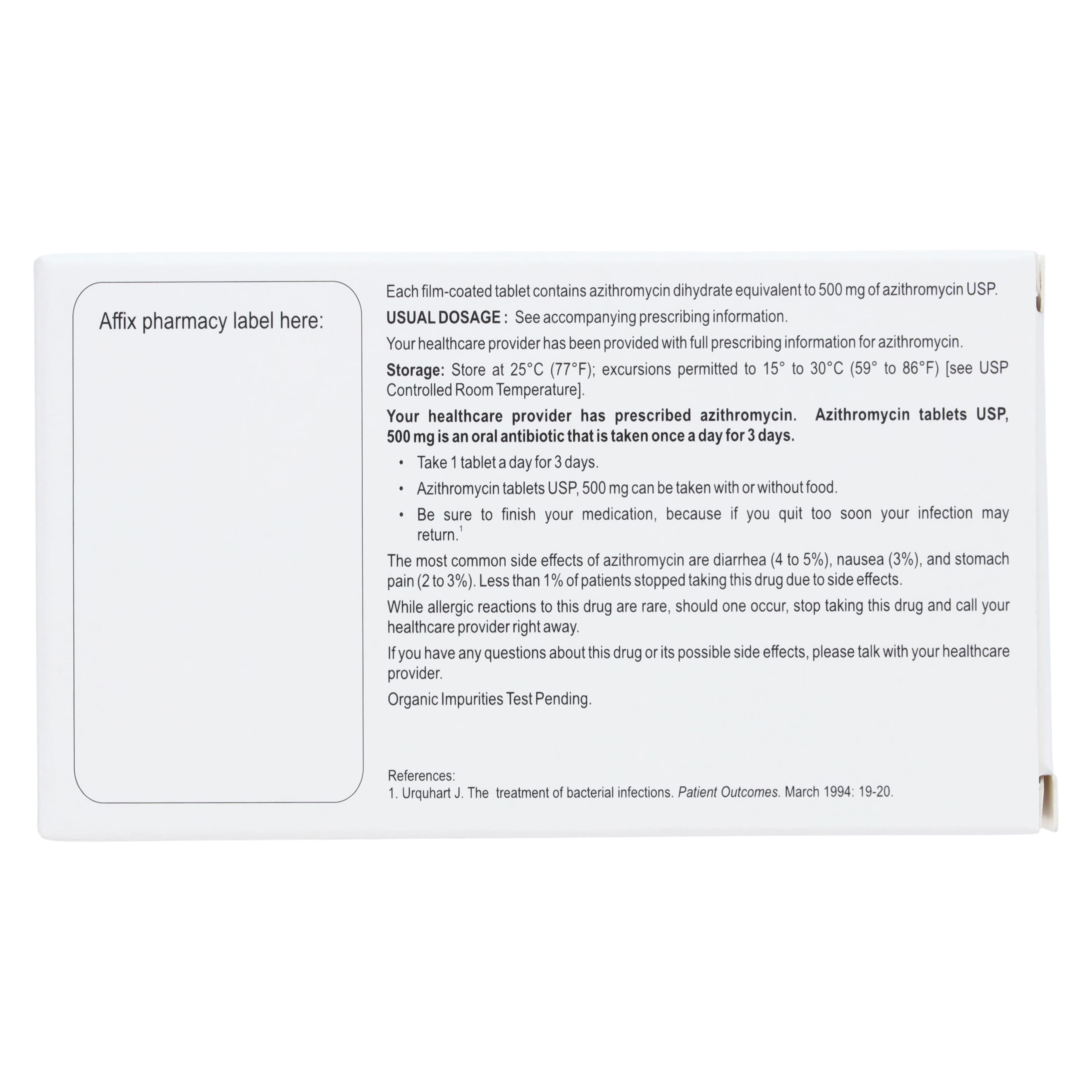Azithromycin Tablets UD, 500mg, Unit Dose, 1x3/Package, Lupin Pharmaceuticals thumbnail 4