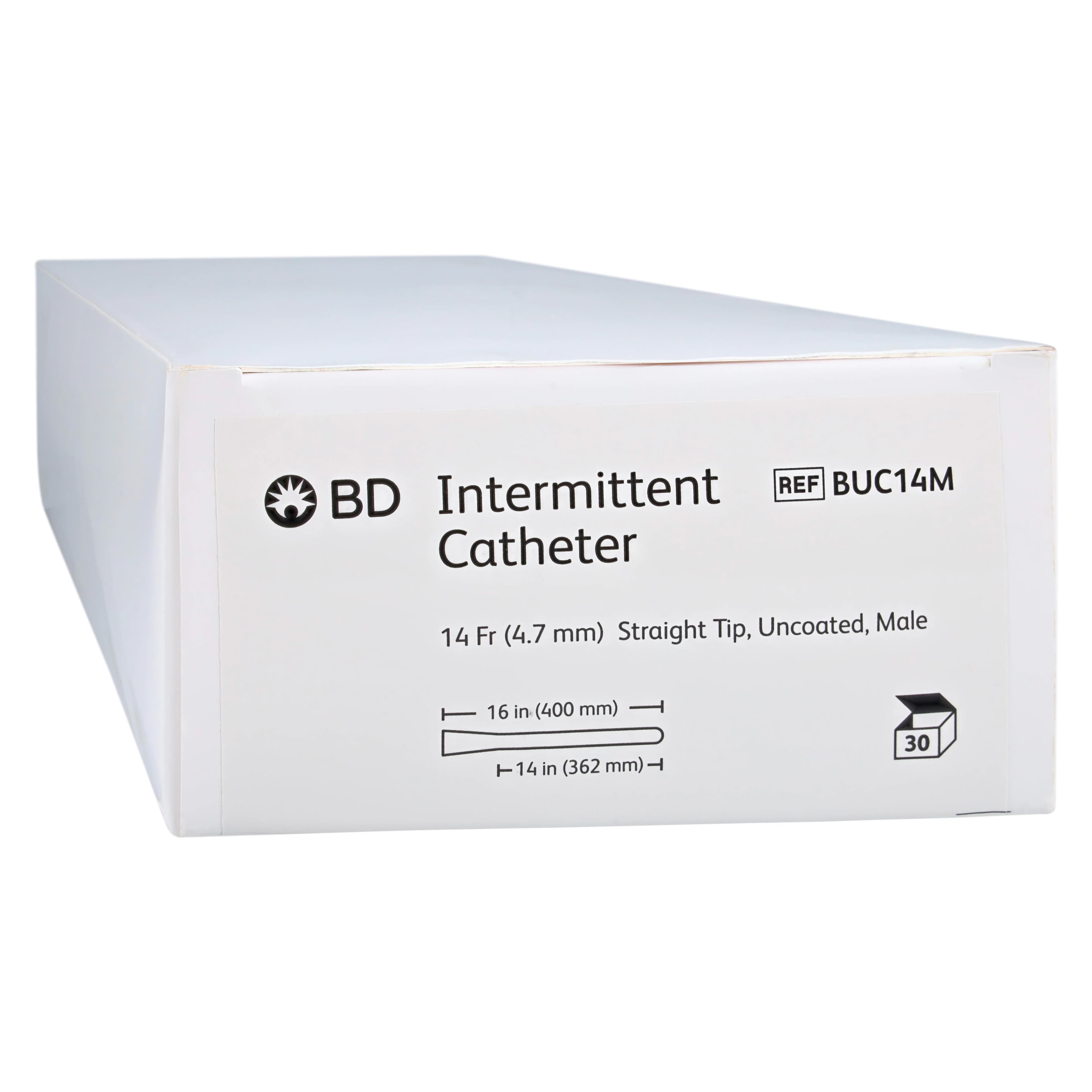 Intermittent Catheter, Straight Tip, Uncoated, 14 Fr - Catheter Intermitt Male Str - Image 1