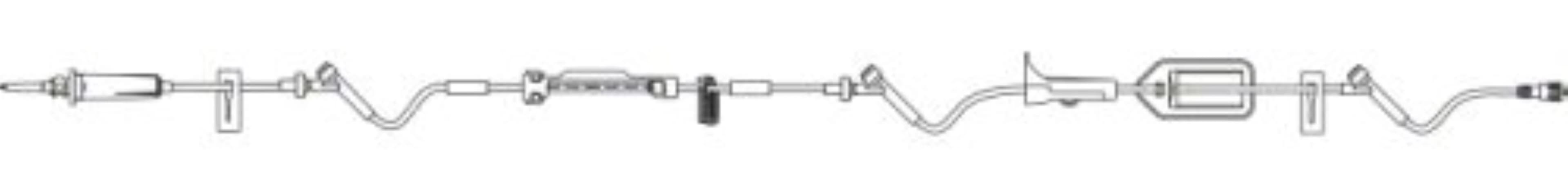 B. Braun Infusomat IV Pump Administration Set, 124" Tubing, 15 Drops/mL, 0.2 Micron Filter, 3 SafeLine Valves, Sterile, 24/Case - Pump IV Set Infusomat 124" - Image 1