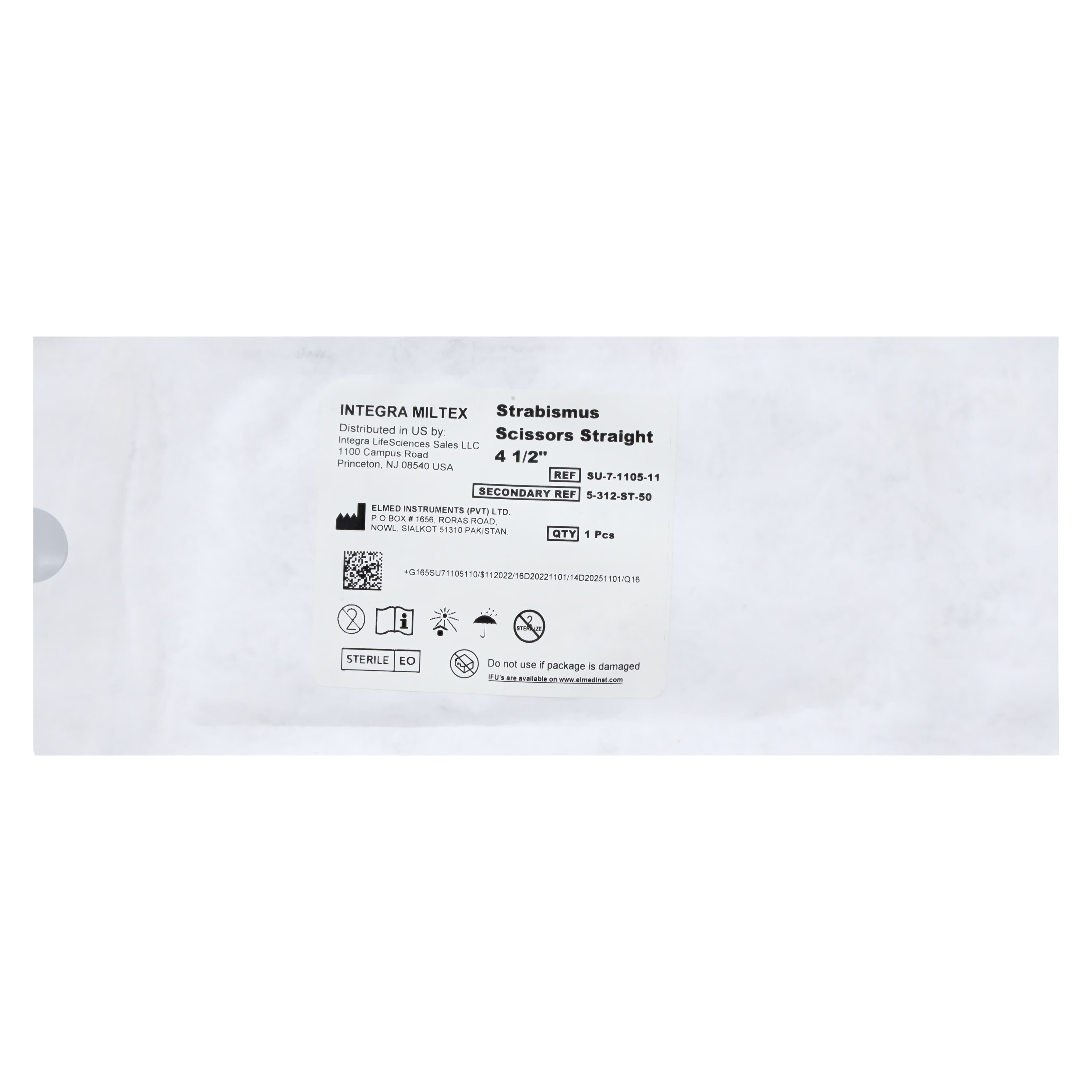 Miltex Strabismus Scissors, Straight, 4-1/2", Sterile, Disposable, 50/Box, 5-312-ST-50 thumbnail 2